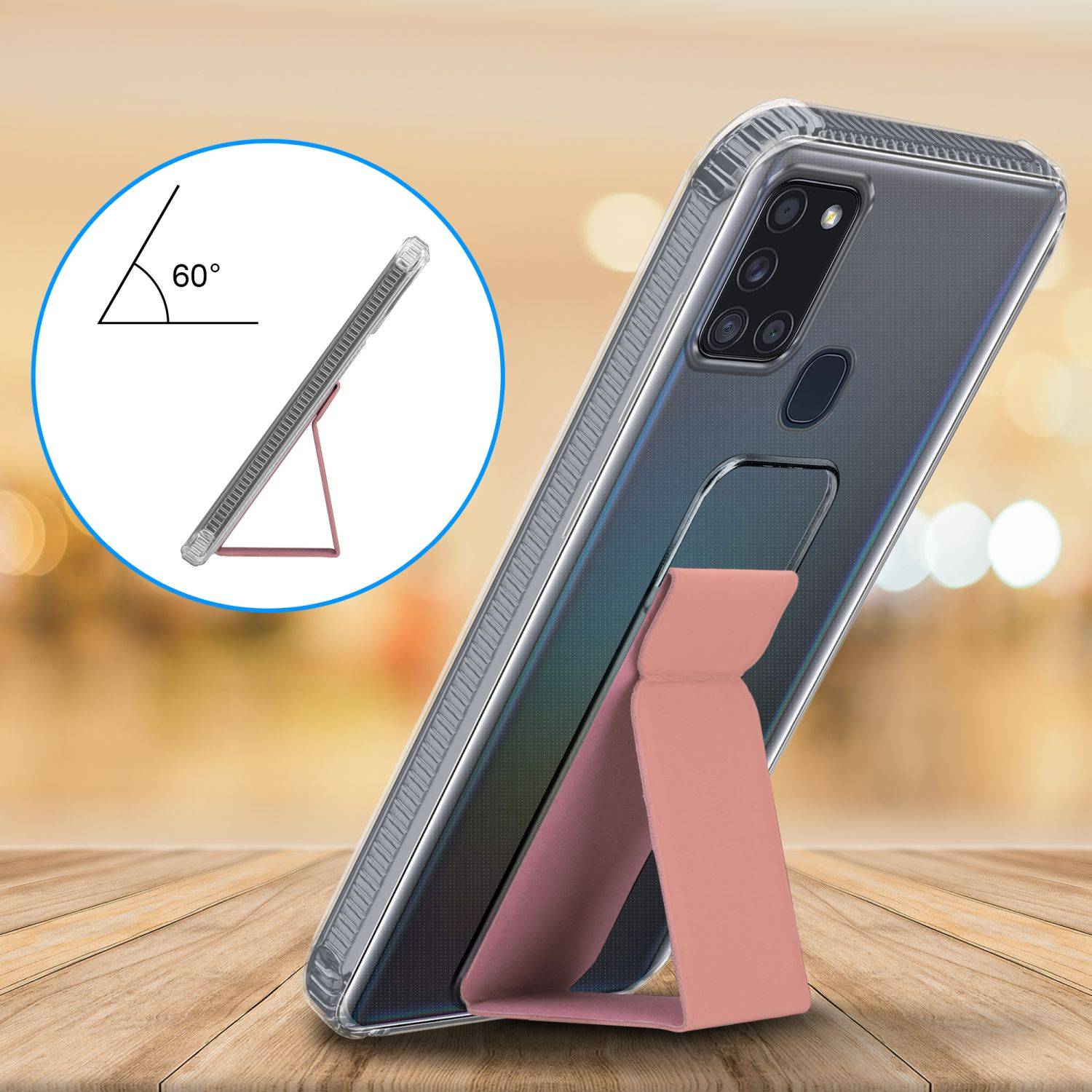 Cadorabo Schutzhülle für Samsung Galaxy A21s Hülle in Rosa Etui TPU Silikon Case Cover Standfunktion