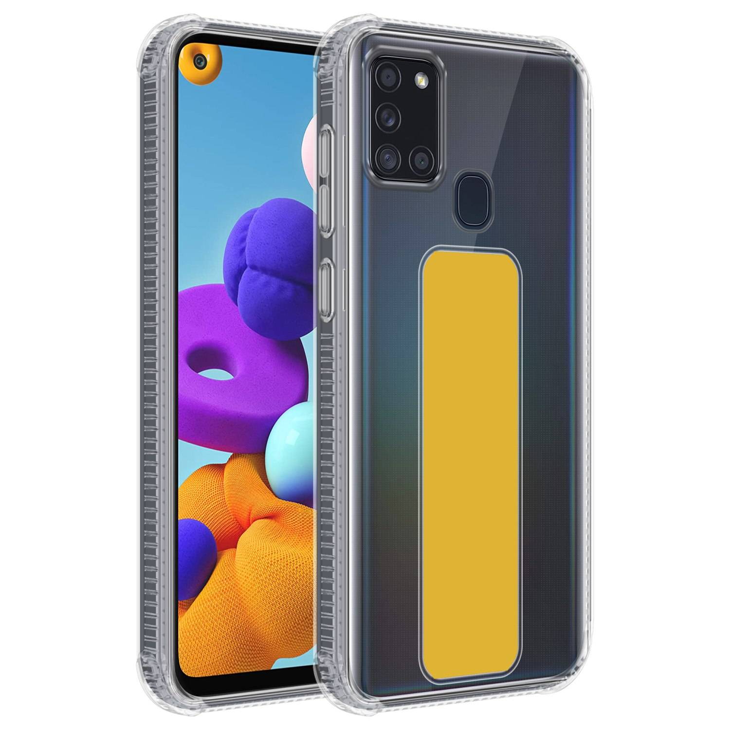 Cadorabo Schutzhülle für Samsung Galaxy A21s Hülle in Gelb Etui TPU Silikon Case Cover Standfunktion