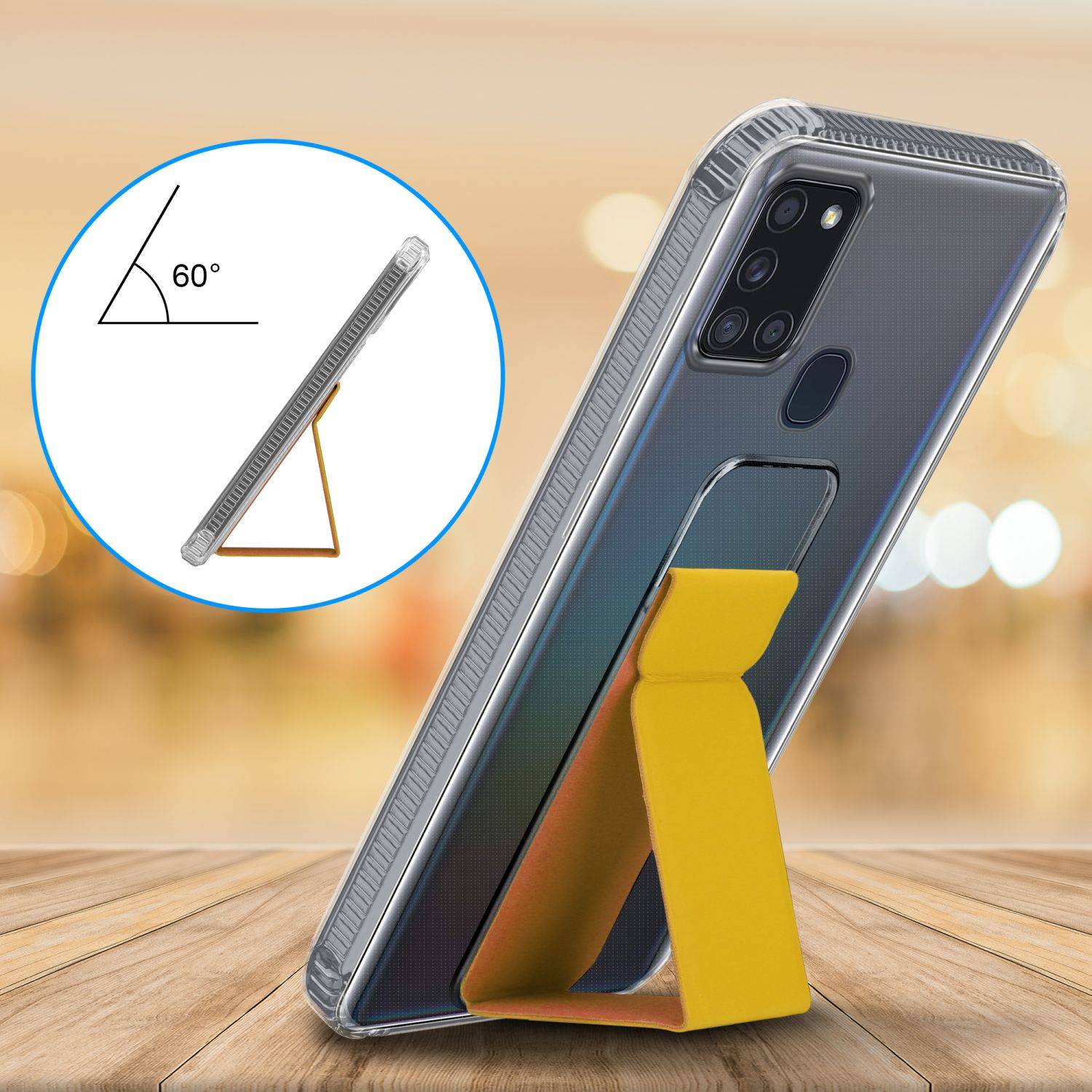 Cadorabo Schutzhülle für Samsung Galaxy A21s Hülle in Gelb Etui TPU Silikon Case Cover Standfunktion