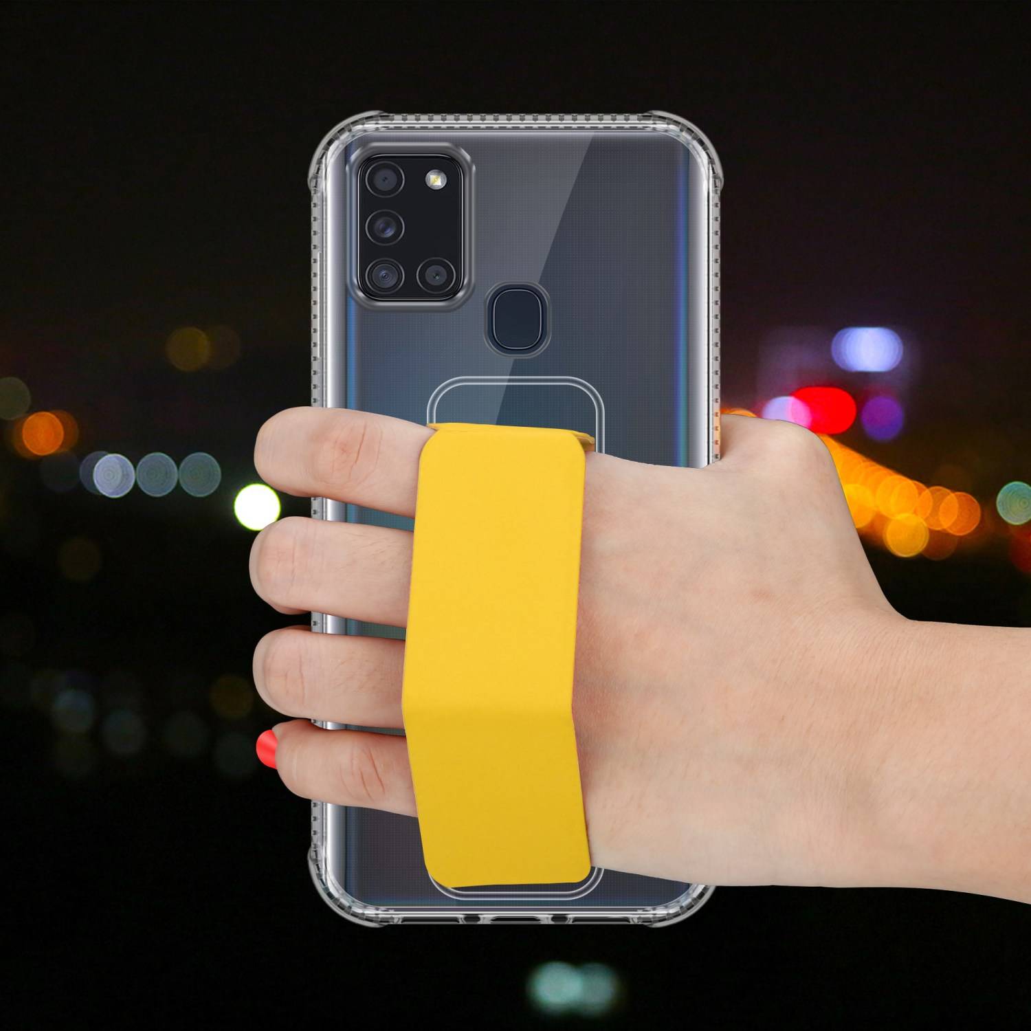 Cadorabo Schutzhülle für Samsung Galaxy A21s Hülle in Gelb Etui TPU Silikon Case Cover Standfunktion