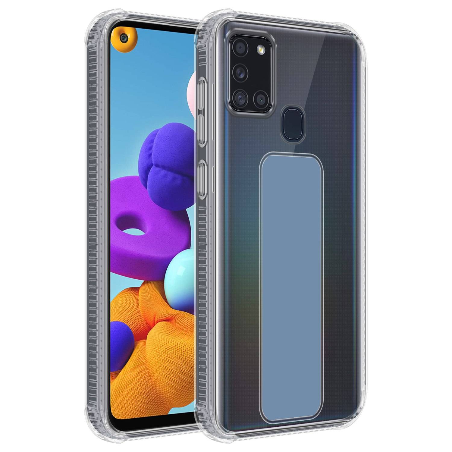 Cadorabo Schutzhülle für Samsung Galaxy A21s Hülle in Blau Etui TPU Silikon Case Cover Standfunktion