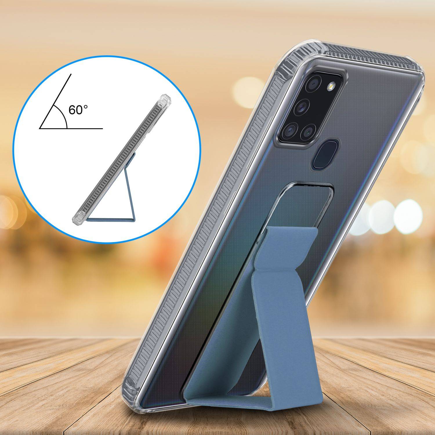 Cadorabo Schutzhülle für Samsung Galaxy A21s Hülle in Blau Etui TPU Silikon Case Cover Standfunktion