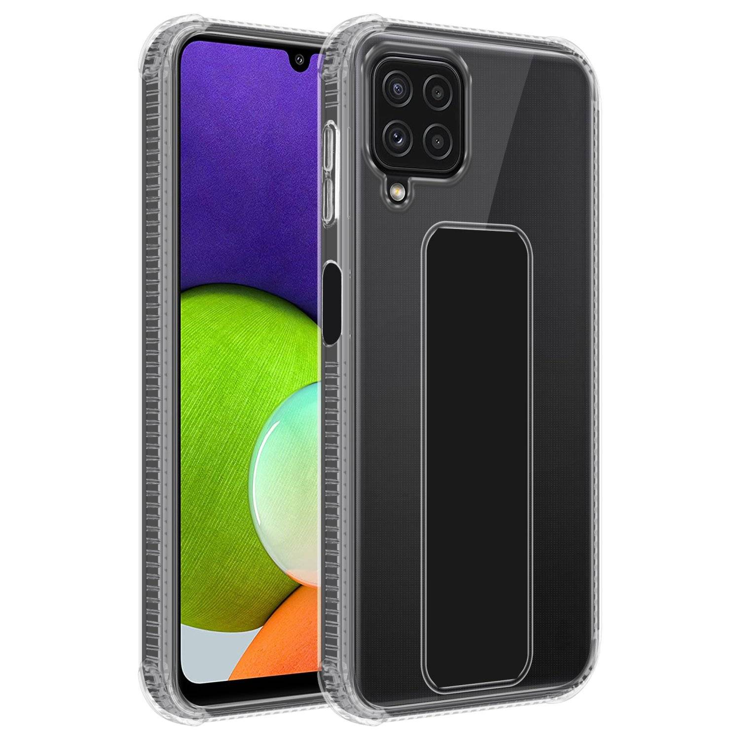 Cadorabo Schutzhülle für Samsung Galaxy A22 4G / M22 / M32 4G Hülle in Schwarz Etui TPU Silikon Case Cover Standfunktion