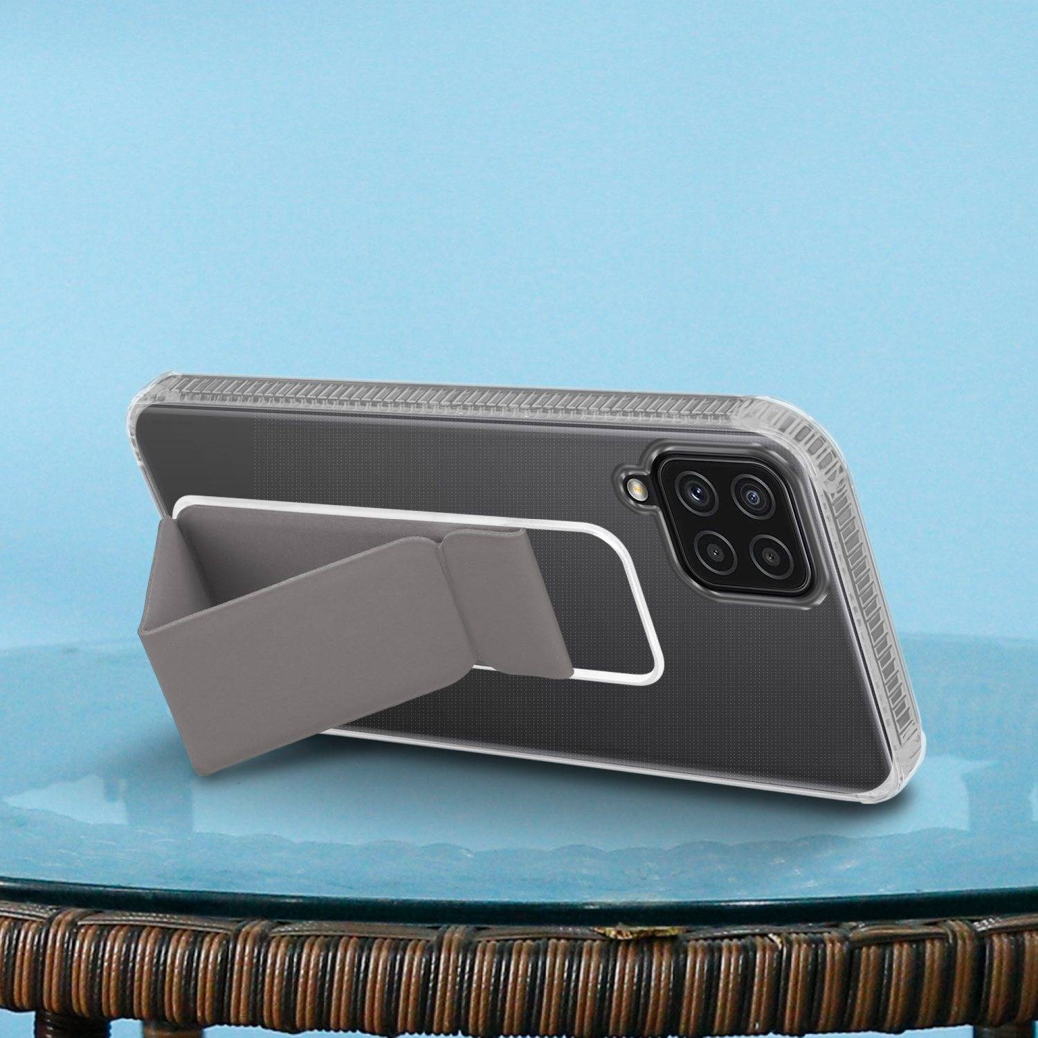 Cadorabo Schutzhülle für Samsung Galaxy A22 4G / M22 / M32 4G Hülle in Grau Etui TPU Silikon Case Cover Standfunktion