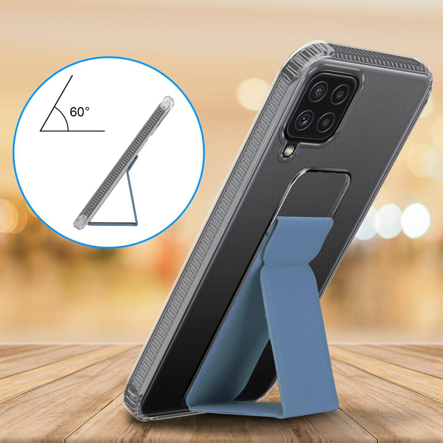 Cadorabo Schutzhülle für Samsung Galaxy A22 4G / M22 / M32 4G Hülle in Blau Etui TPU Silikon Case Cover Standfunktion