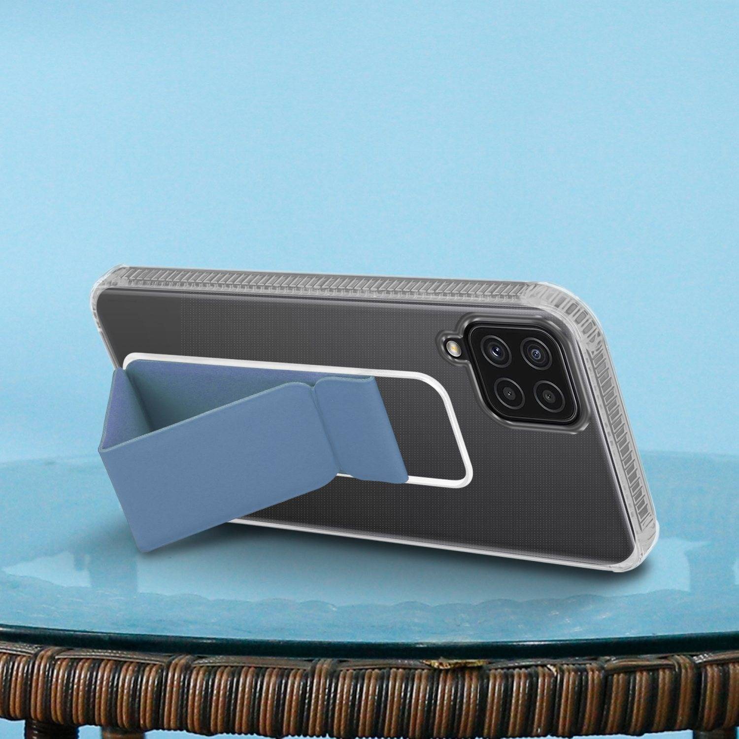 Cadorabo Schutzhülle für Samsung Galaxy A22 4G / M22 / M32 4G Hülle in Blau Etui TPU Silikon Case Cover Standfunktion