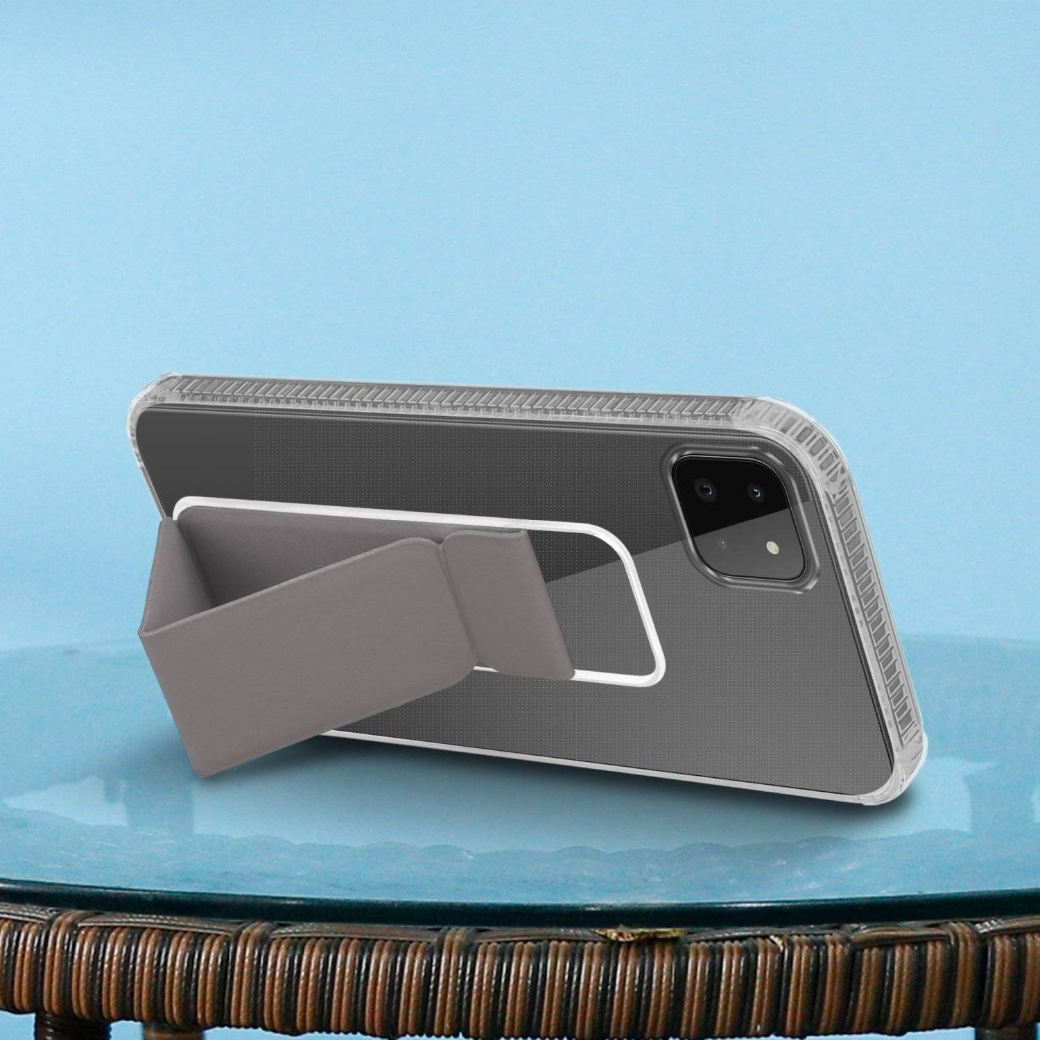 Cadorabo Schutzhülle für Samsung Galaxy A22 5G Hülle in Grau Etui TPU Silikon Case Cover Standfunktion
