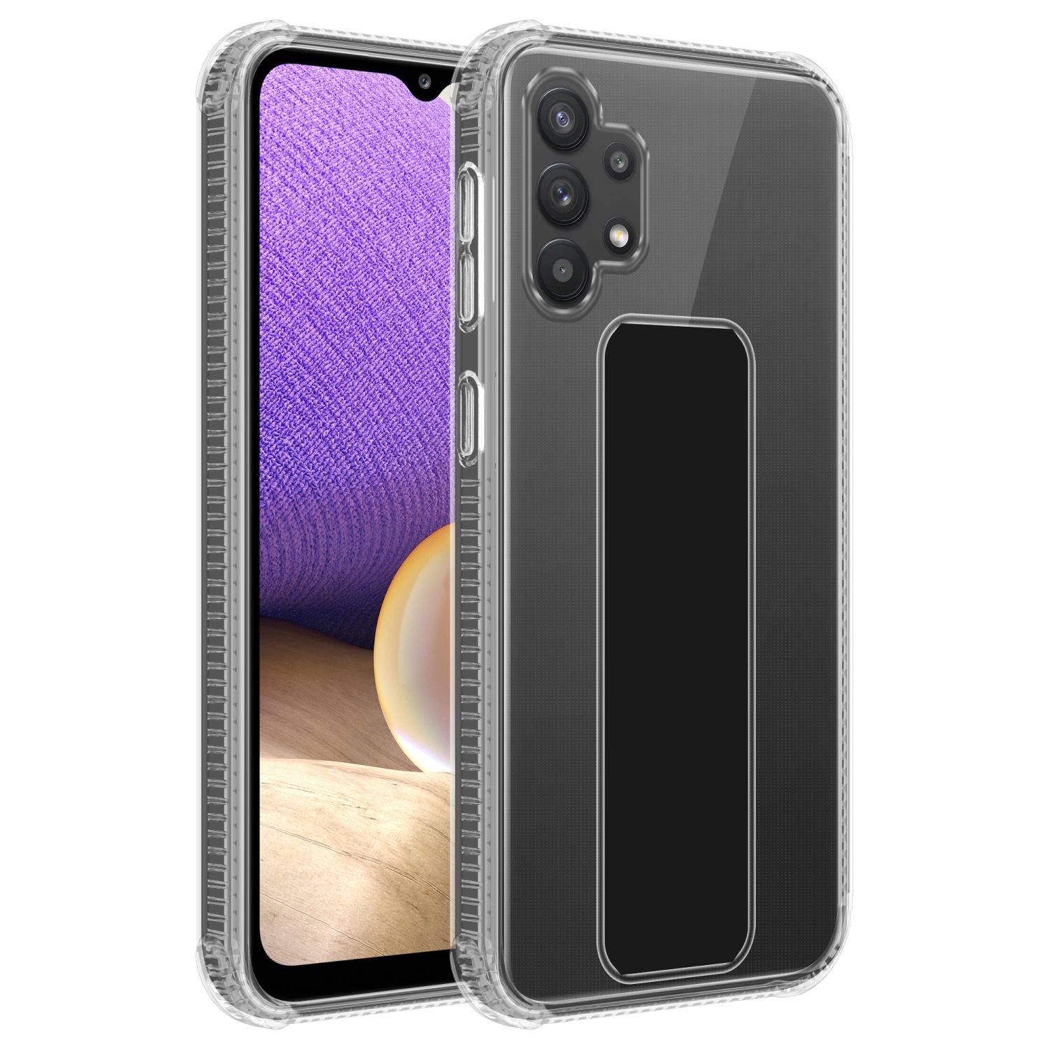 Cadorabo Schutzhülle für Samsung Galaxy A32 4G Hülle in Schwarz Etui TPU Silikon Case Cover Standfunktion