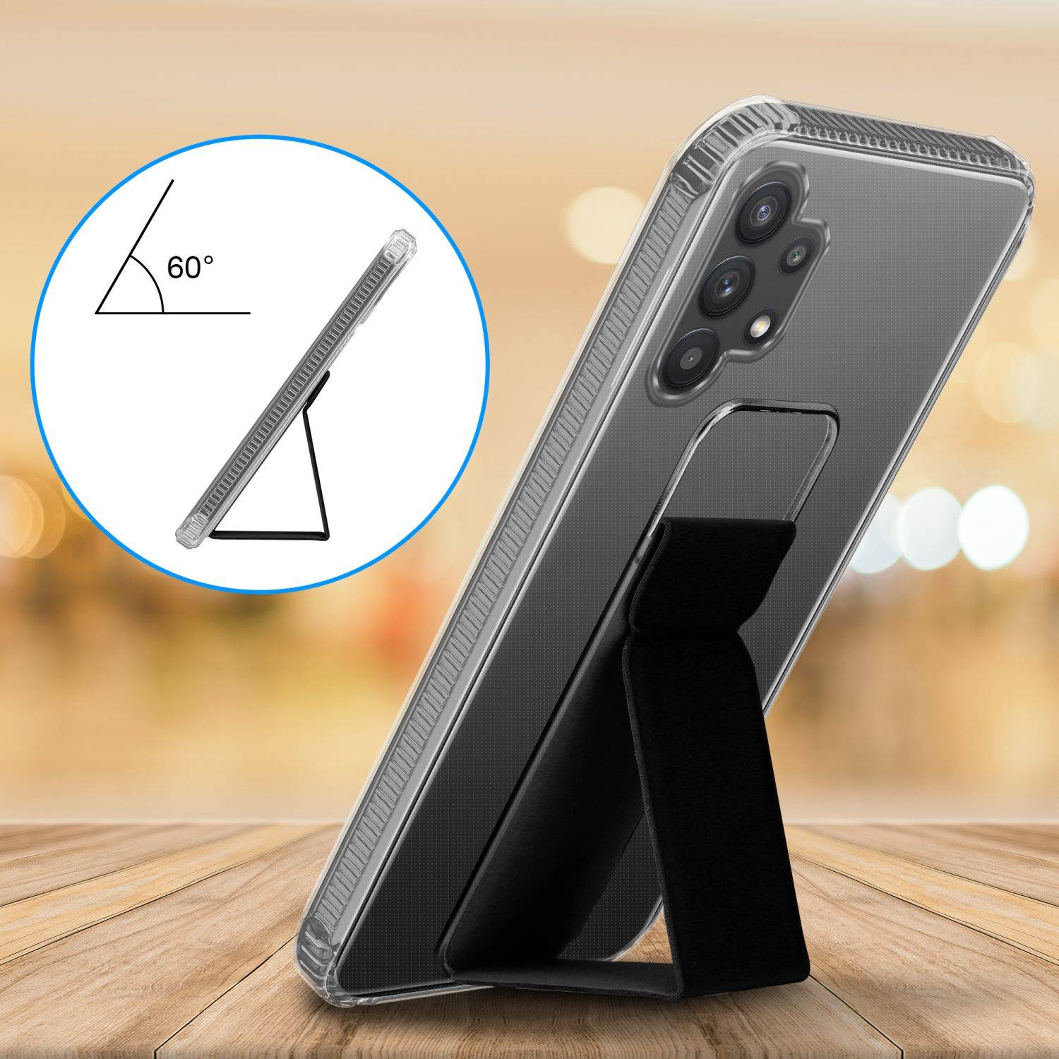 Cadorabo Schutzhülle für Samsung Galaxy A32 4G Hülle in Schwarz Etui TPU Silikon Case Cover Standfunktion