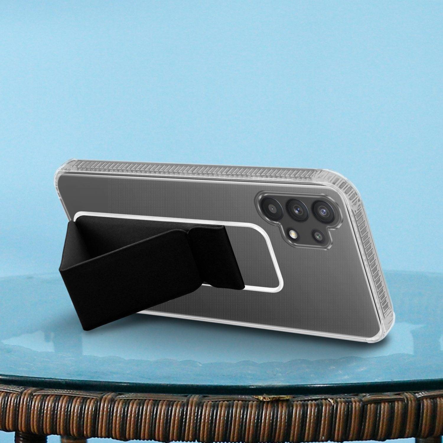 Cadorabo Schutzhülle für Samsung Galaxy A32 4G Hülle in Schwarz Etui TPU Silikon Case Cover Standfunktion