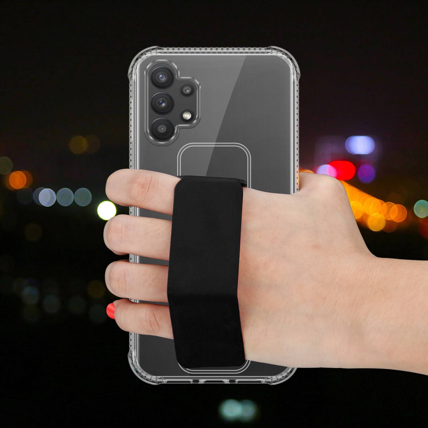 Cadorabo Schutzhülle für Samsung Galaxy A32 4G Hülle in Schwarz Etui TPU Silikon Case Cover Standfunktion