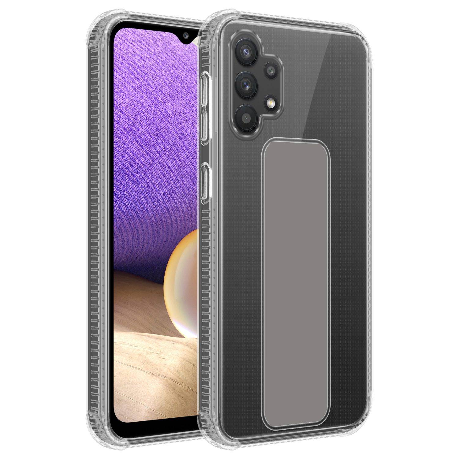 Cadorabo Schutzhülle für Samsung Galaxy A32 4G Hülle in Grau Etui TPU Silikon Case Cover Standfunktion