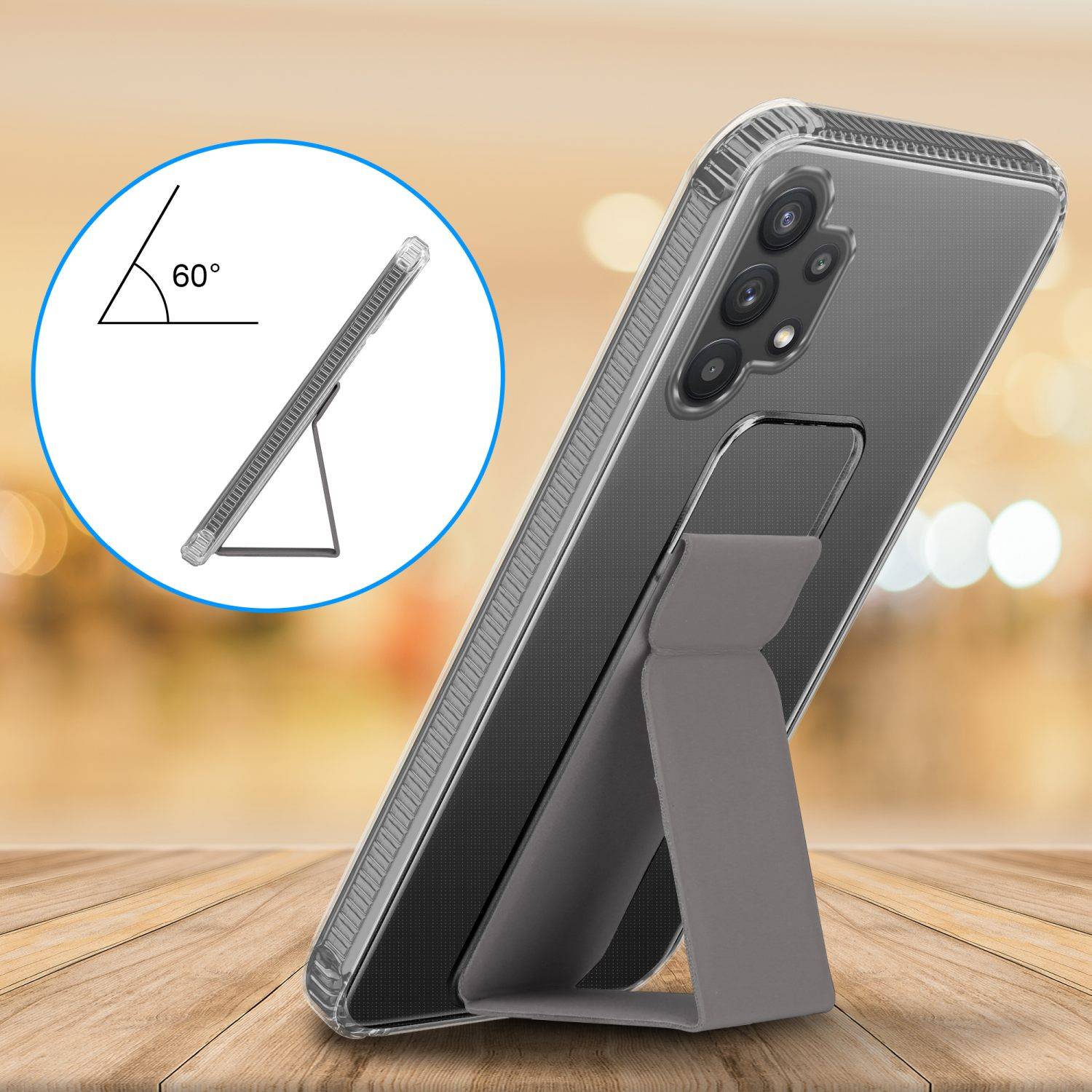 Cadorabo Schutzhülle für Samsung Galaxy A32 4G Hülle in Grau Etui TPU Silikon Case Cover Standfunktion