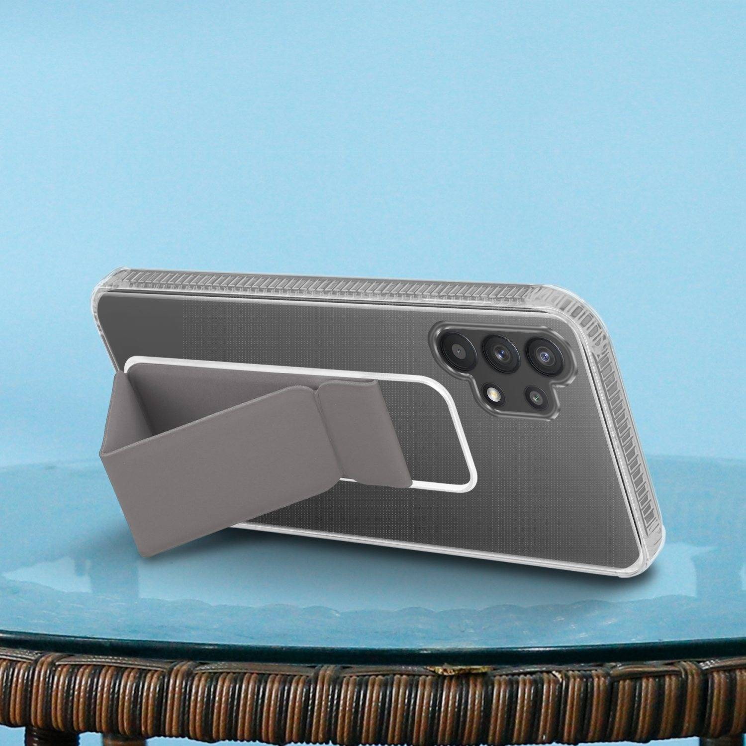 Cadorabo Schutzhülle für Samsung Galaxy A32 4G Hülle in Grau Etui TPU Silikon Case Cover Standfunktion