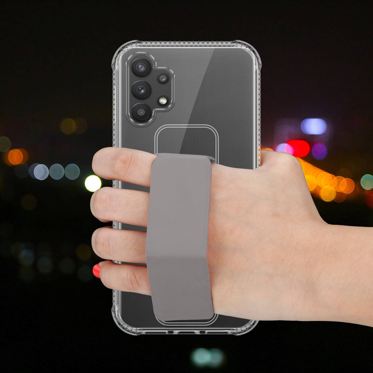 Cadorabo Schutzhülle für Samsung Galaxy A32 4G Hülle in Grau Etui TPU Silikon Case Cover Standfunktion