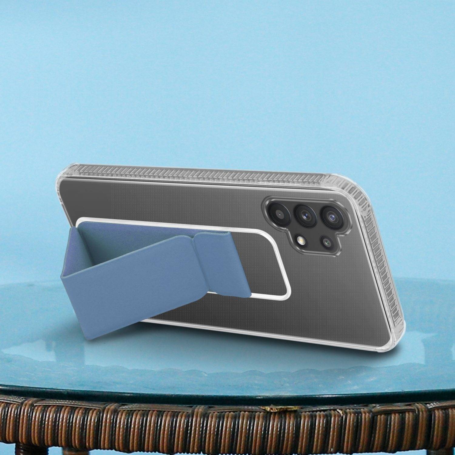 Cadorabo Schutzhülle für Samsung Galaxy A32 4G Hülle in Blau Etui TPU Silikon Case Cover Standfunktion
