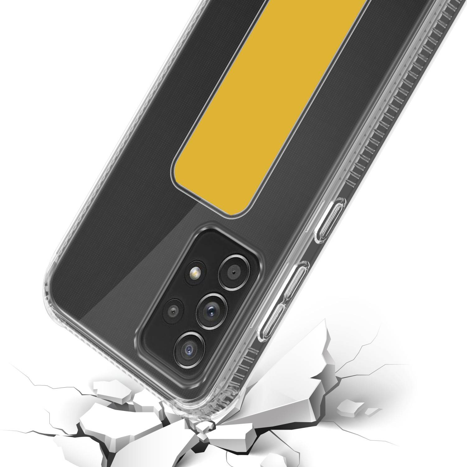 Cadorabo Schutzhülle für Samsung Galaxy A52 (4G / 5G) / A52s Hülle in Gelb Etui TPU Silikon Case Cover Standfunktion