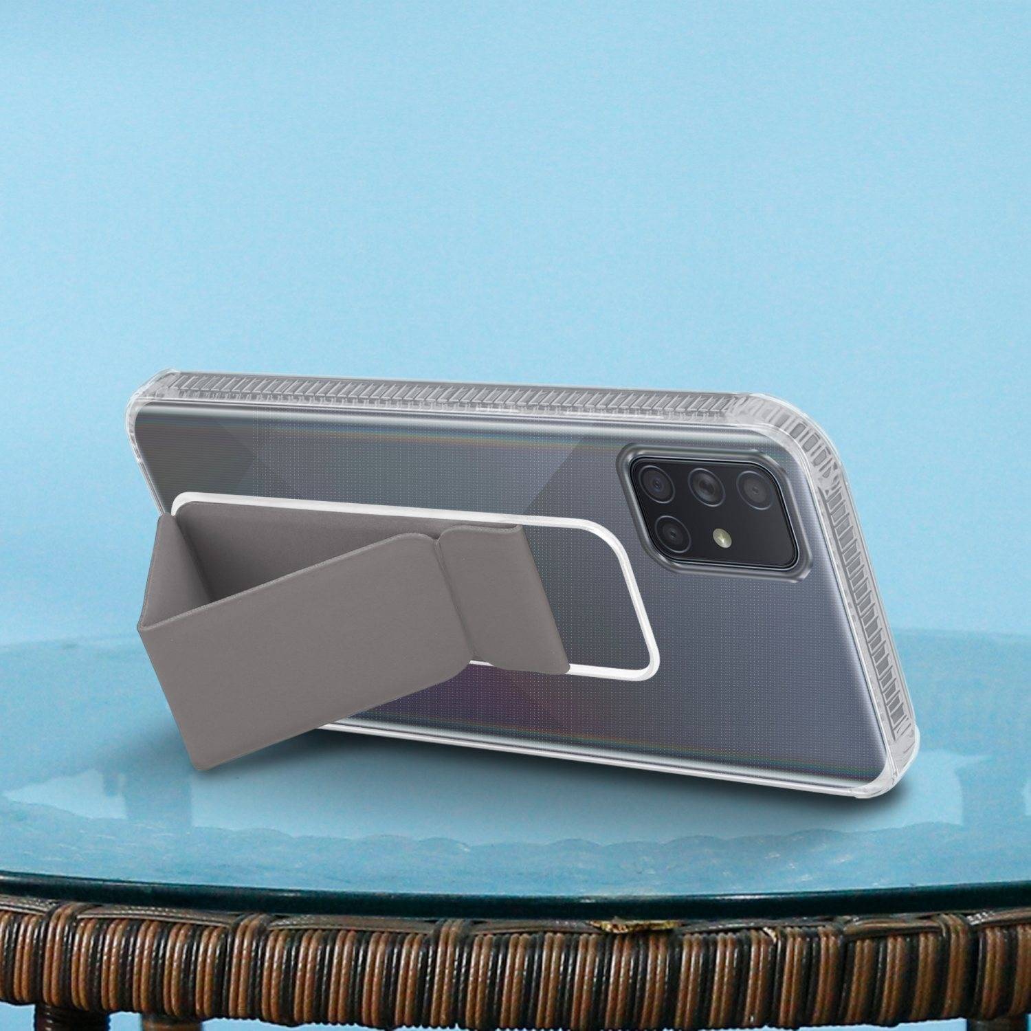 Cadorabo Schutzhülle für Samsung Galaxy A71 4G Hülle in Grau Etui TPU Silikon Case Cover Standfunktion