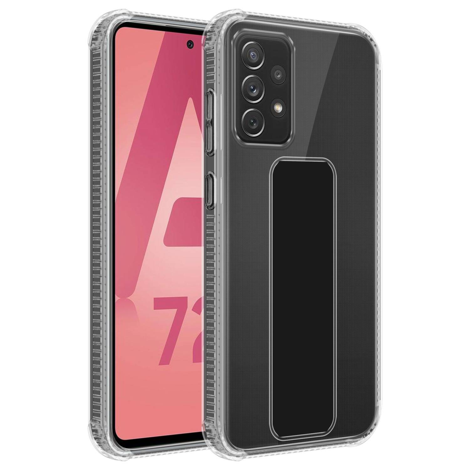 Cadorabo Schutzhülle für Samsung Galaxy A72 4G / 5G Hülle in Schwarz Etui TPU Silikon Case Cover Standfunktion
