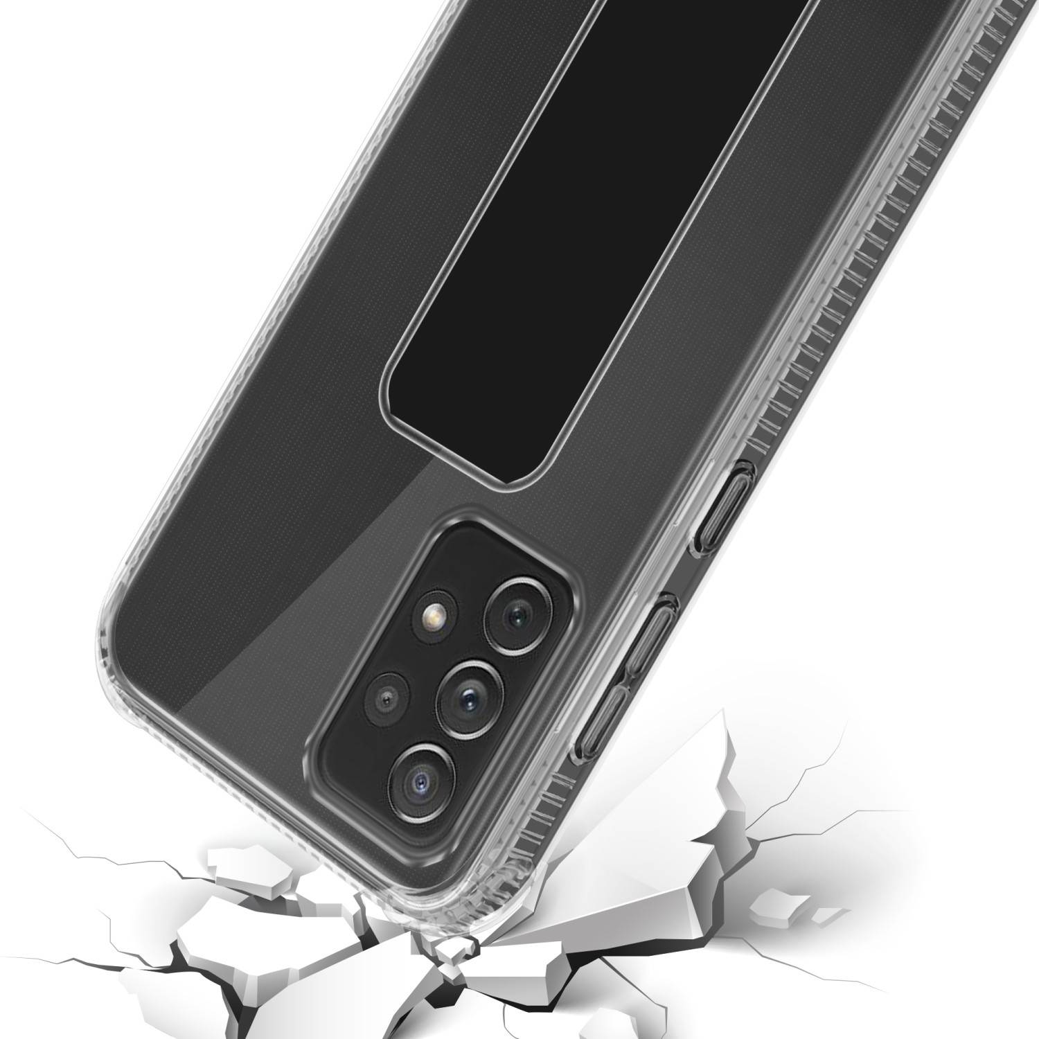 Cadorabo Schutzhülle für Samsung Galaxy A72 4G / 5G Hülle in Schwarz Etui TPU Silikon Case Cover Standfunktion