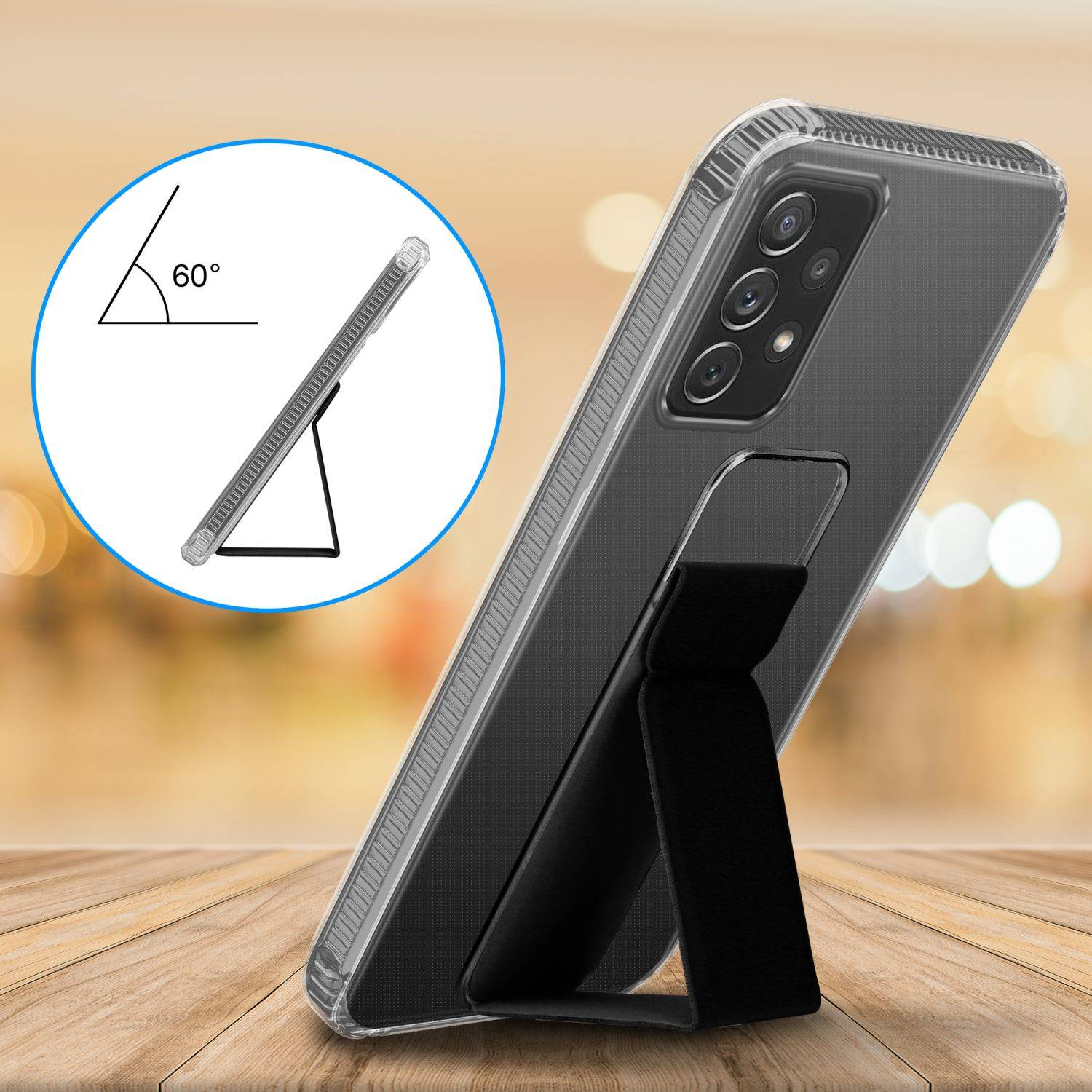 Cadorabo Schutzhülle für Samsung Galaxy A72 4G / 5G Hülle in Schwarz Etui TPU Silikon Case Cover Standfunktion