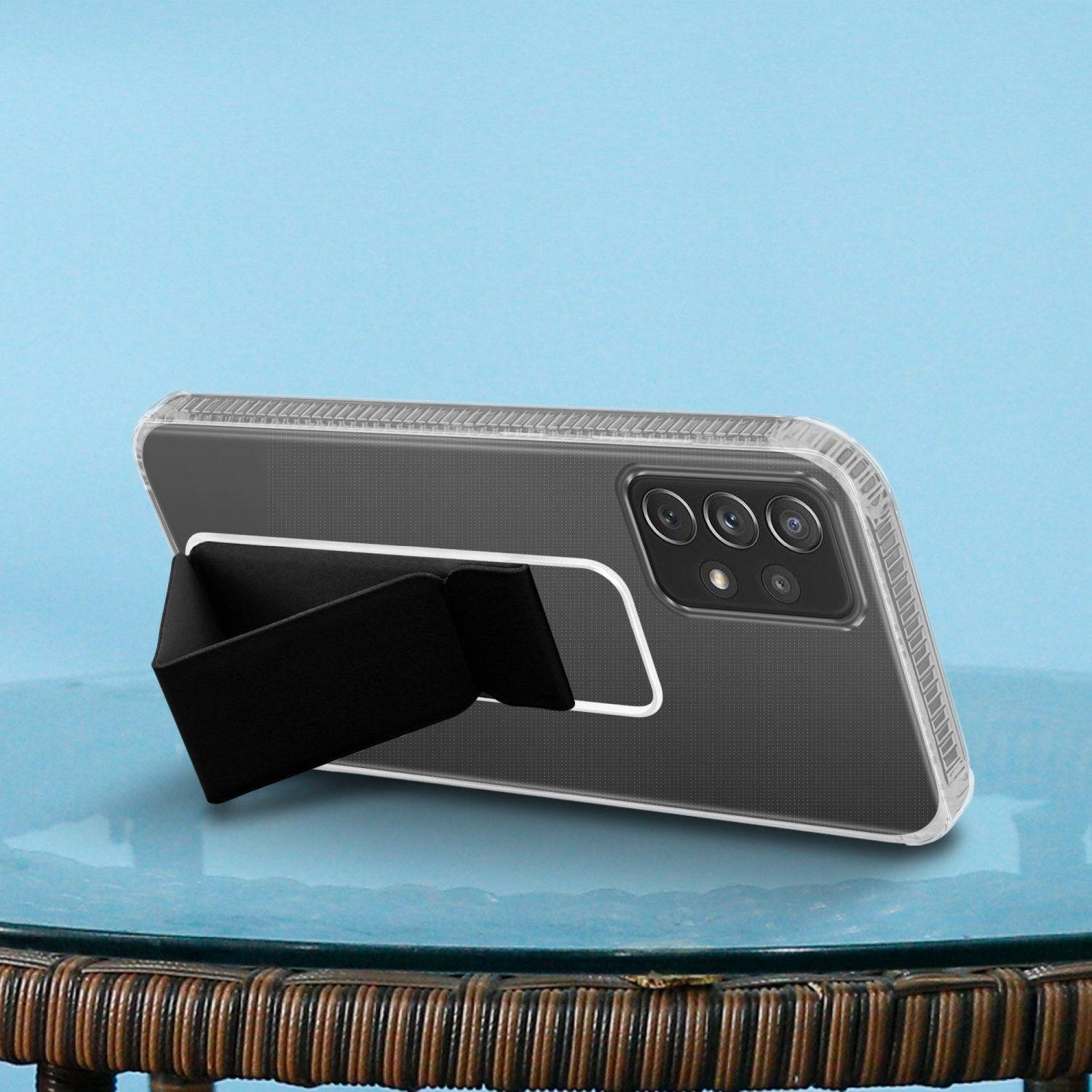 Cadorabo Schutzhülle für Samsung Galaxy A72 4G / 5G Hülle in Schwarz Etui TPU Silikon Case Cover Standfunktion
