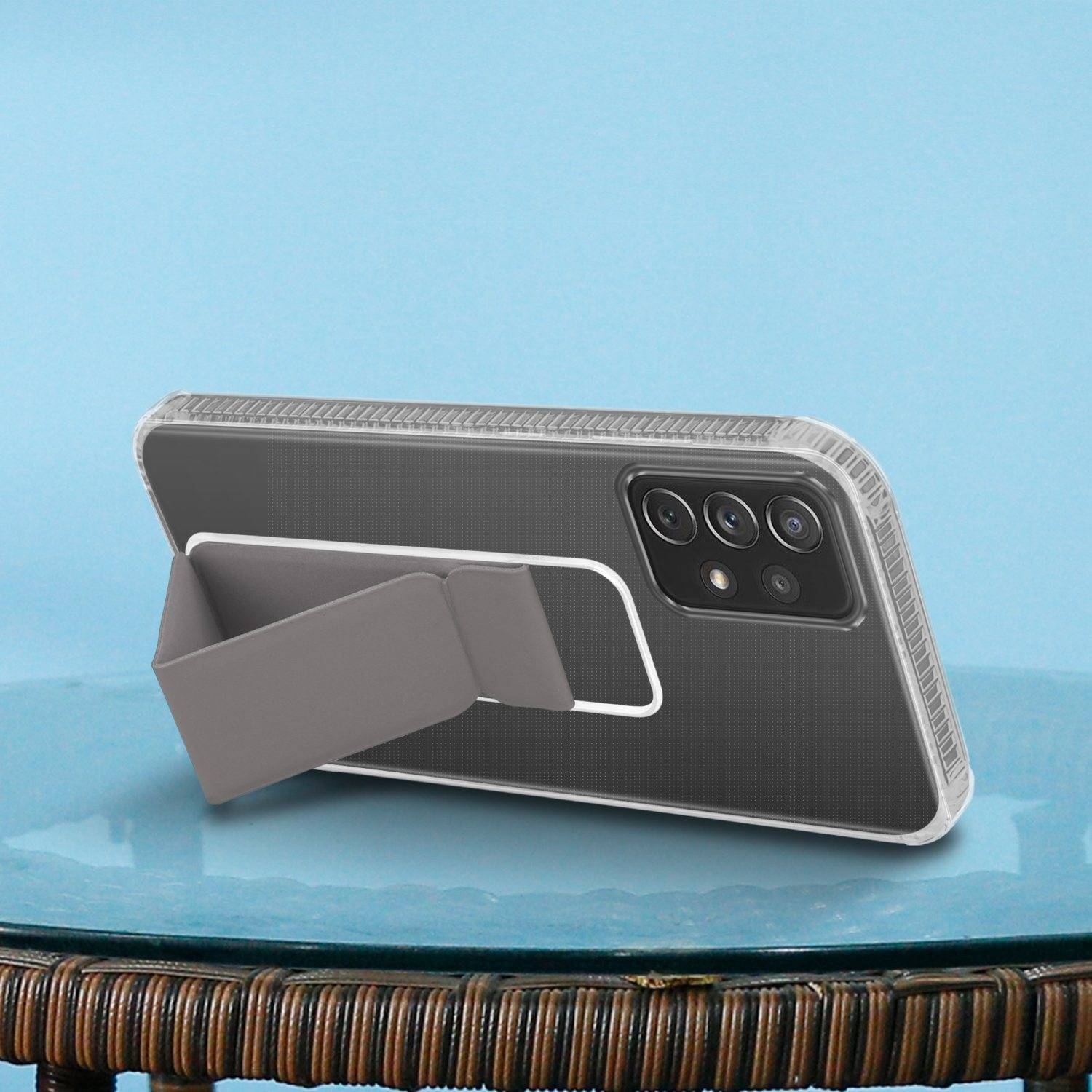 Cadorabo Schutzhülle für Samsung Galaxy A72 4G / 5G Hülle in Grau Etui TPU Silikon Case Cover Standfunktion