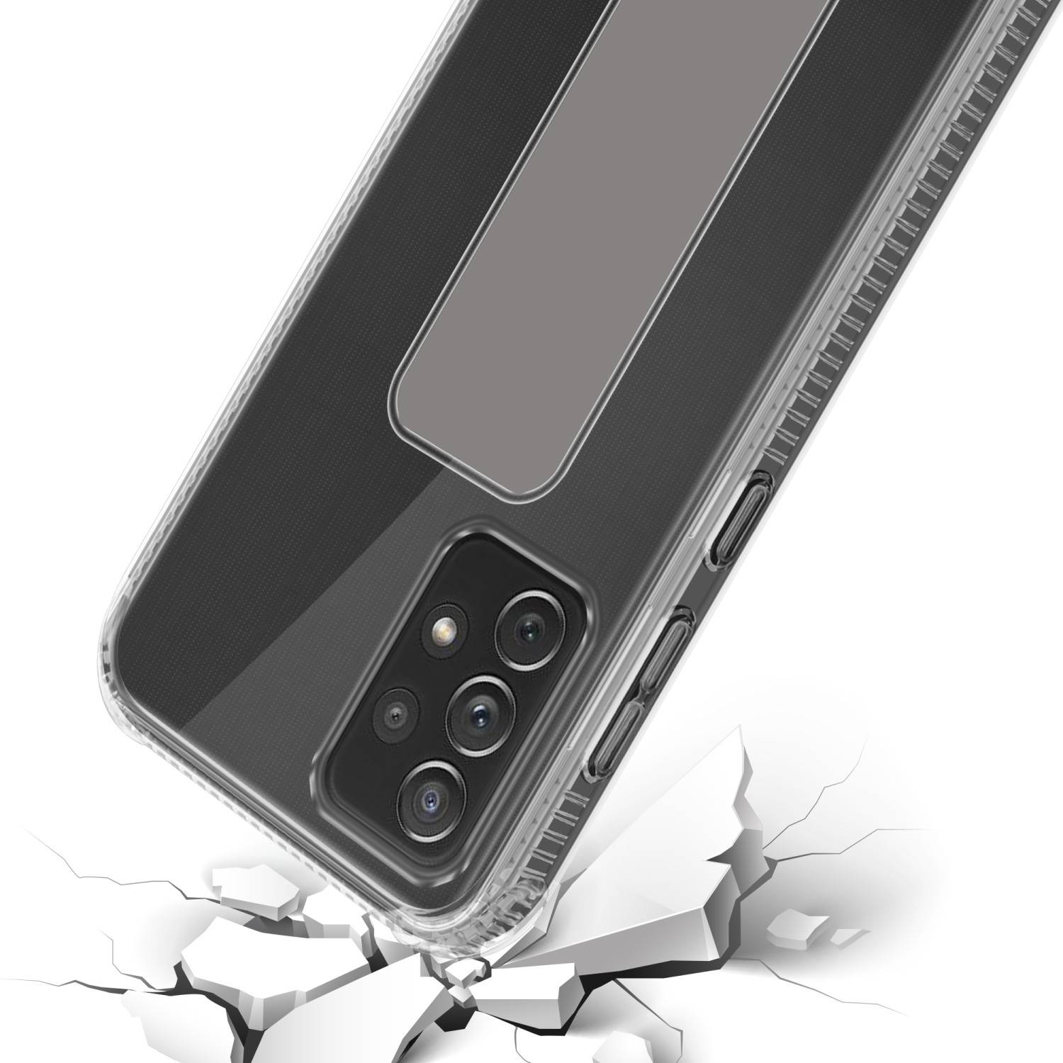 Cadorabo Schutzhülle für Samsung Galaxy A72 4G / 5G Hülle in Grau Etui TPU Silikon Case Cover Standfunktion