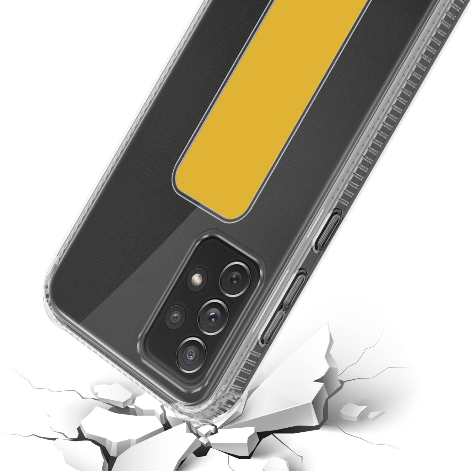 Cadorabo Schutzhülle für Samsung Galaxy A72 4G / 5G Hülle in Gelb Etui TPU Silikon Case Cover Standfunktion