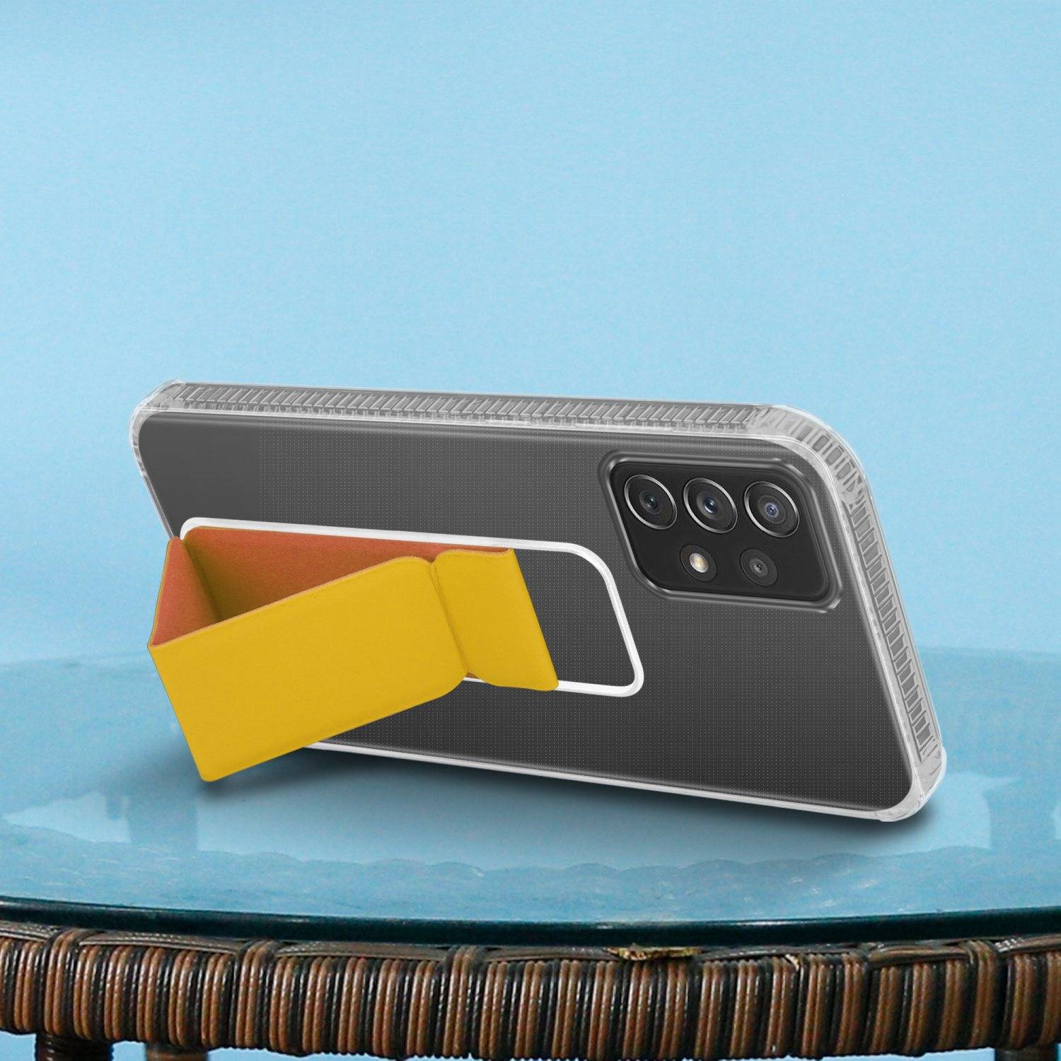 Cadorabo Schutzhülle für Samsung Galaxy A72 4G / 5G Hülle in Gelb Etui TPU Silikon Case Cover Standfunktion