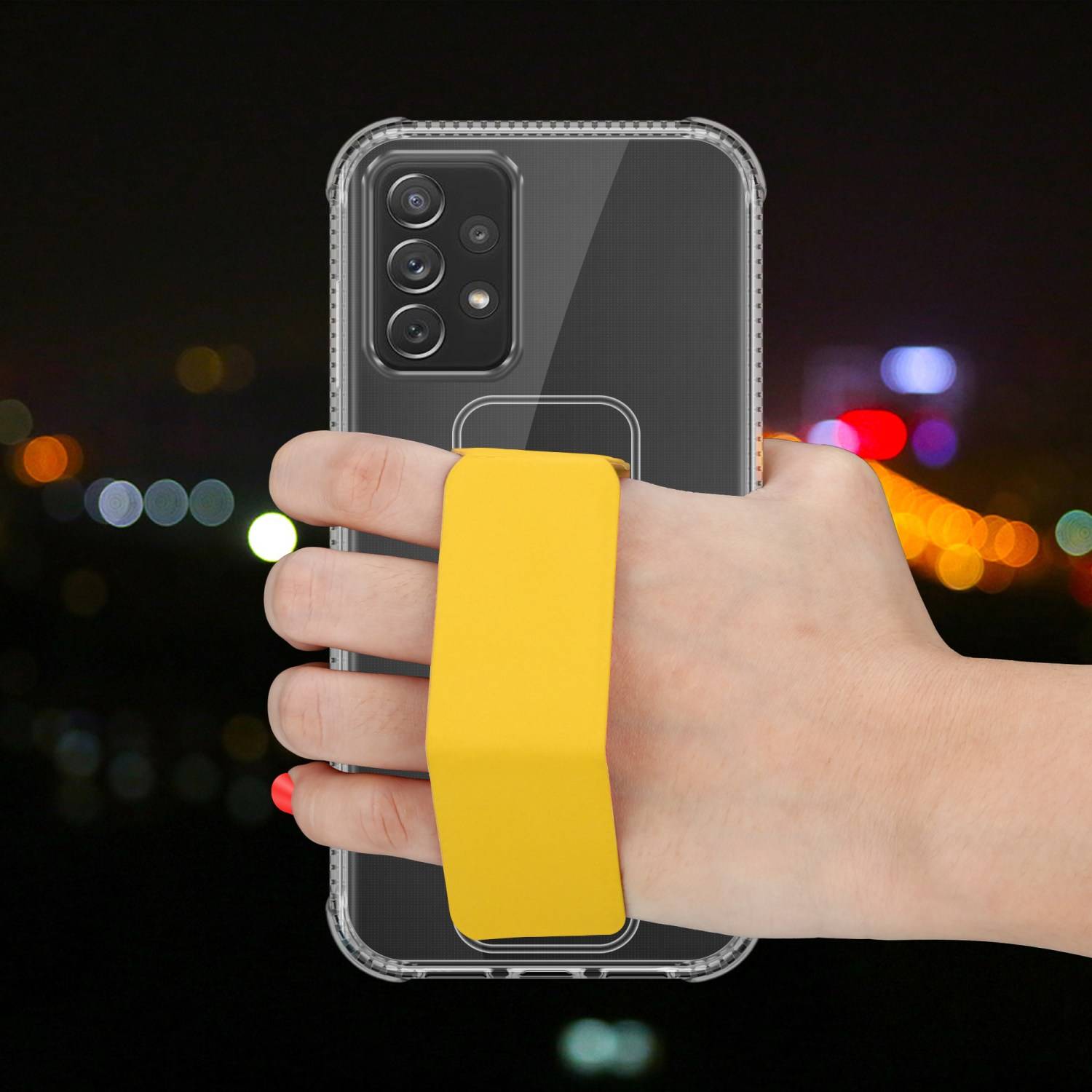 Cadorabo Schutzhülle für Samsung Galaxy A72 4G / 5G Hülle in Gelb Etui TPU Silikon Case Cover Standfunktion