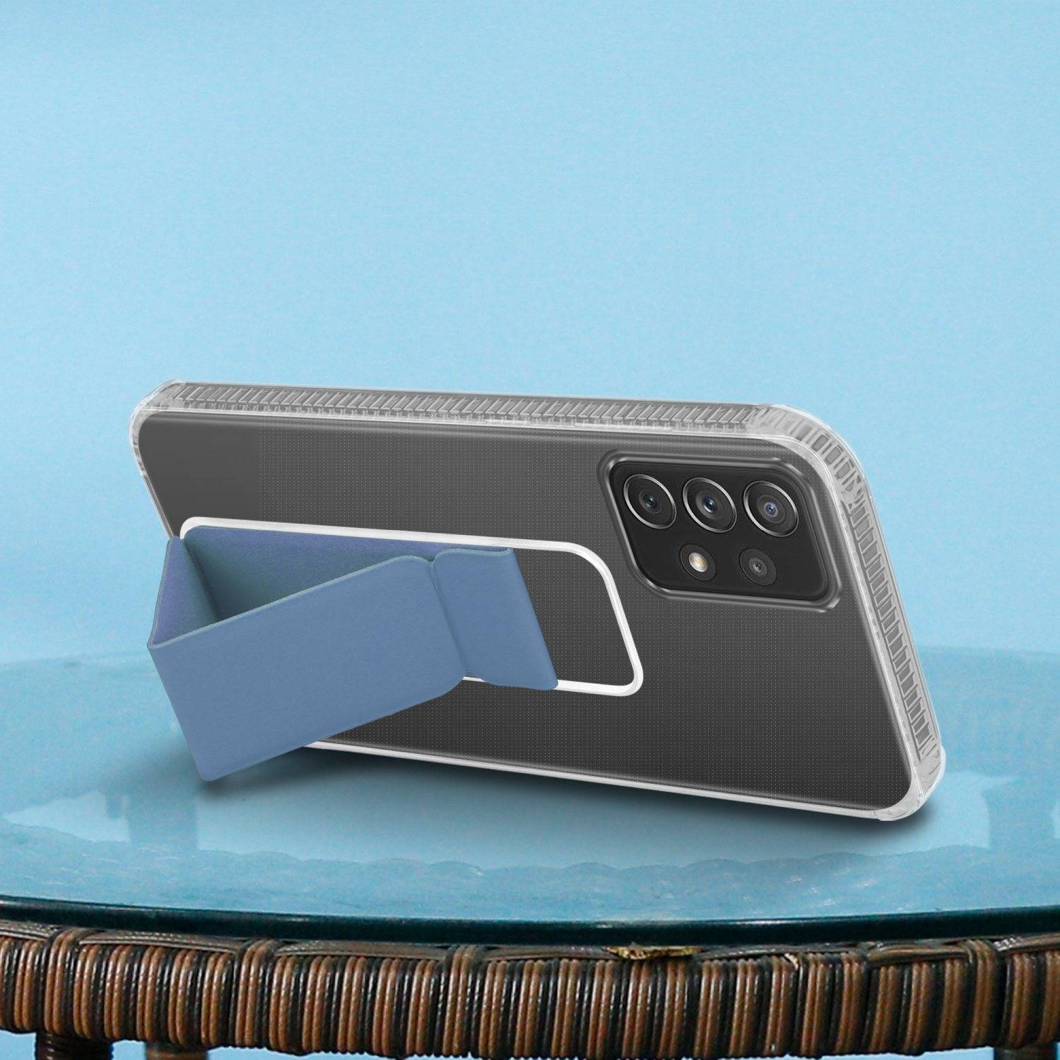 Cadorabo Schutzhülle für Samsung Galaxy A72 4G / 5G Hülle in Blau Etui TPU Silikon Case Cover Standfunktion