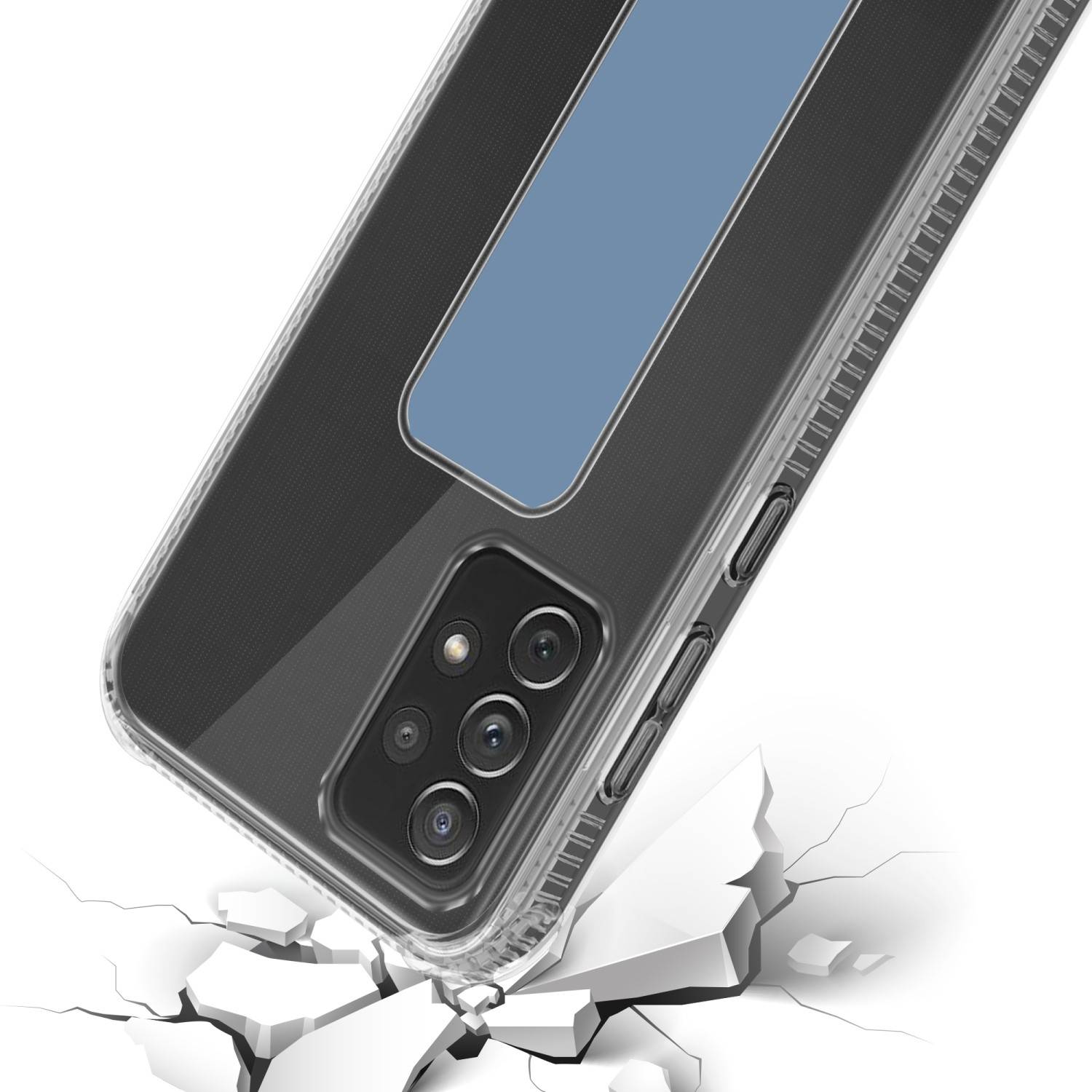 Cadorabo Schutzhülle für Samsung Galaxy A72 4G / 5G Hülle in Blau Etui TPU Silikon Case Cover Standfunktion