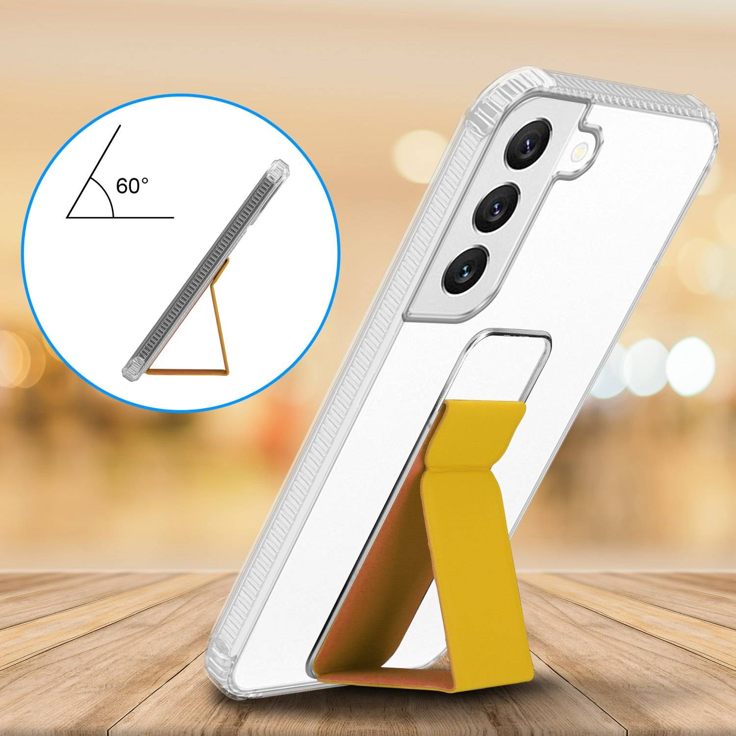 Cadorabo Schutzhülle für Samsung Galaxy S22 Hülle in Gelb Etui TPU Silikon Case Cover Standfunktion