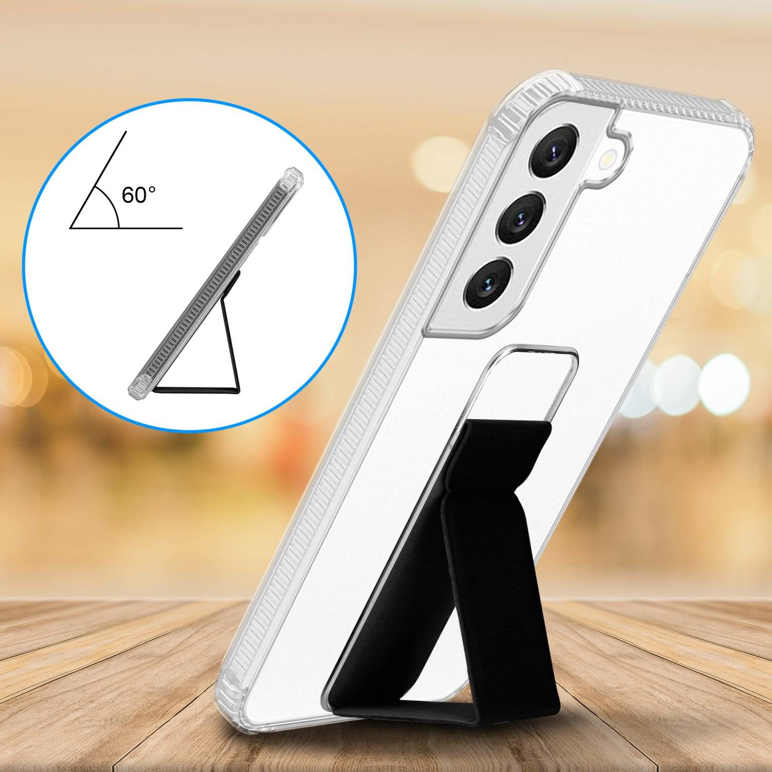 Cadorabo Schutzhülle für Samsung Galaxy S22 PLUS Hülle in Schwarz Etui TPU Silikon Case Cover Standfunktion