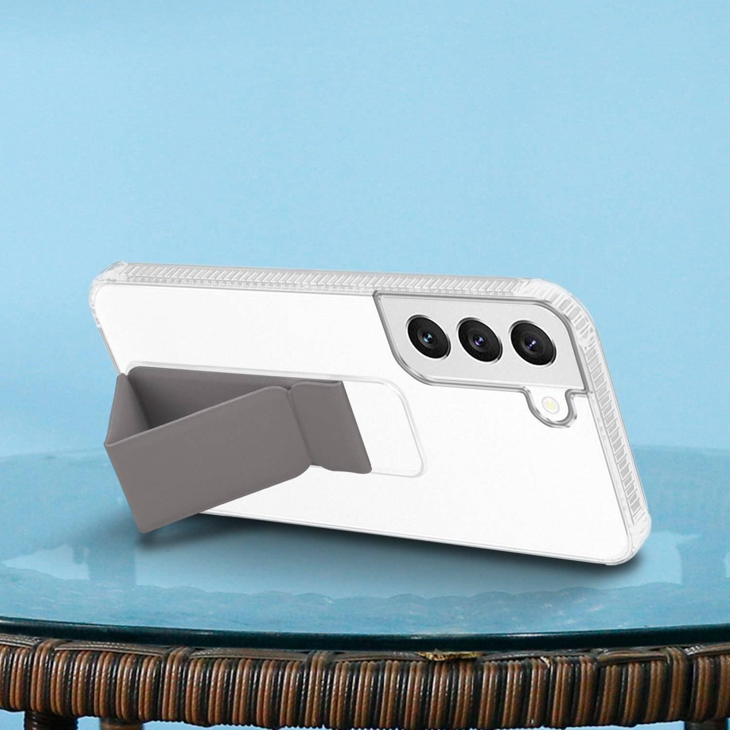 Cadorabo Schutzhülle für Samsung Galaxy S22 PLUS Hülle in Grau Etui TPU Silikon Case Cover Standfunktion
