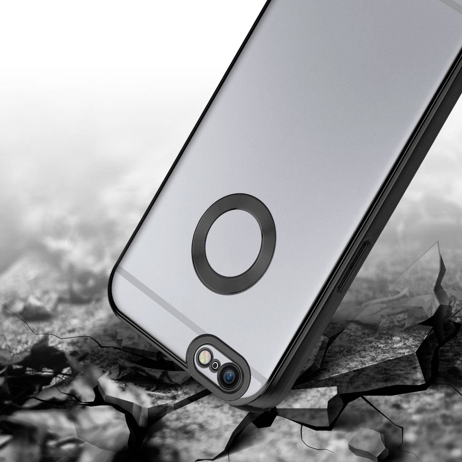 Cadorabo Schutzhülle für Apple iPhone 6 / 6S Hülle in Transparent Handy Case Cover TPU Etui Chrome