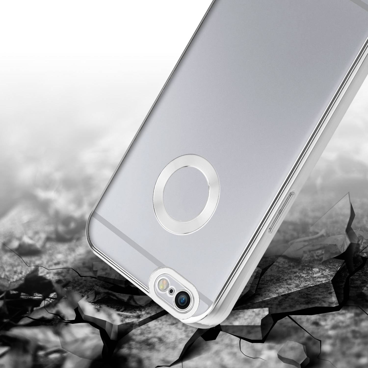 Cadorabo Schutzhülle für Apple iPhone 6 / 6S Hülle in Transparent Handy Case Cover TPU Etui Chrome
