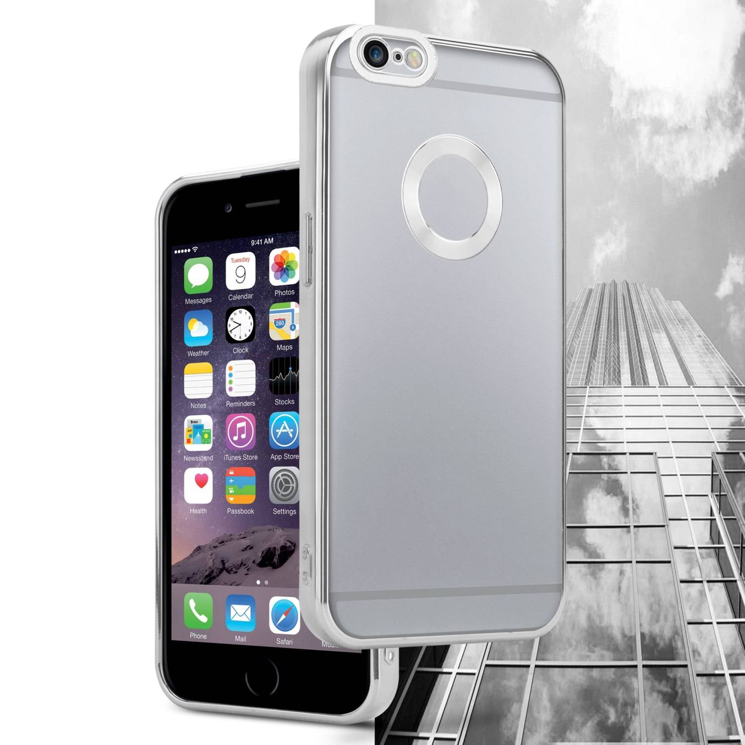 Cadorabo Schutzhülle für Apple iPhone 6 / 6S Hülle in Transparent Handy Case Cover TPU Etui Chrome