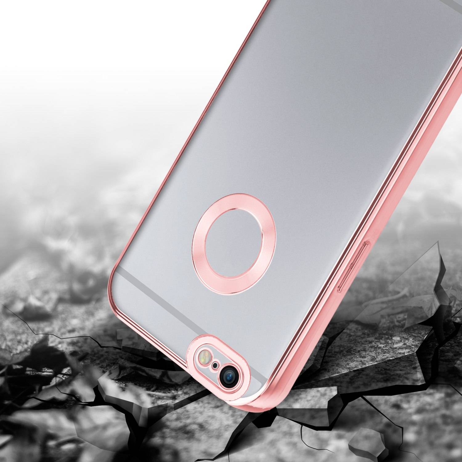 Cadorabo Schutzhülle für Apple iPhone 6 / 6S Hülle in Transparent Handy Case Cover TPU Etui Chrome
