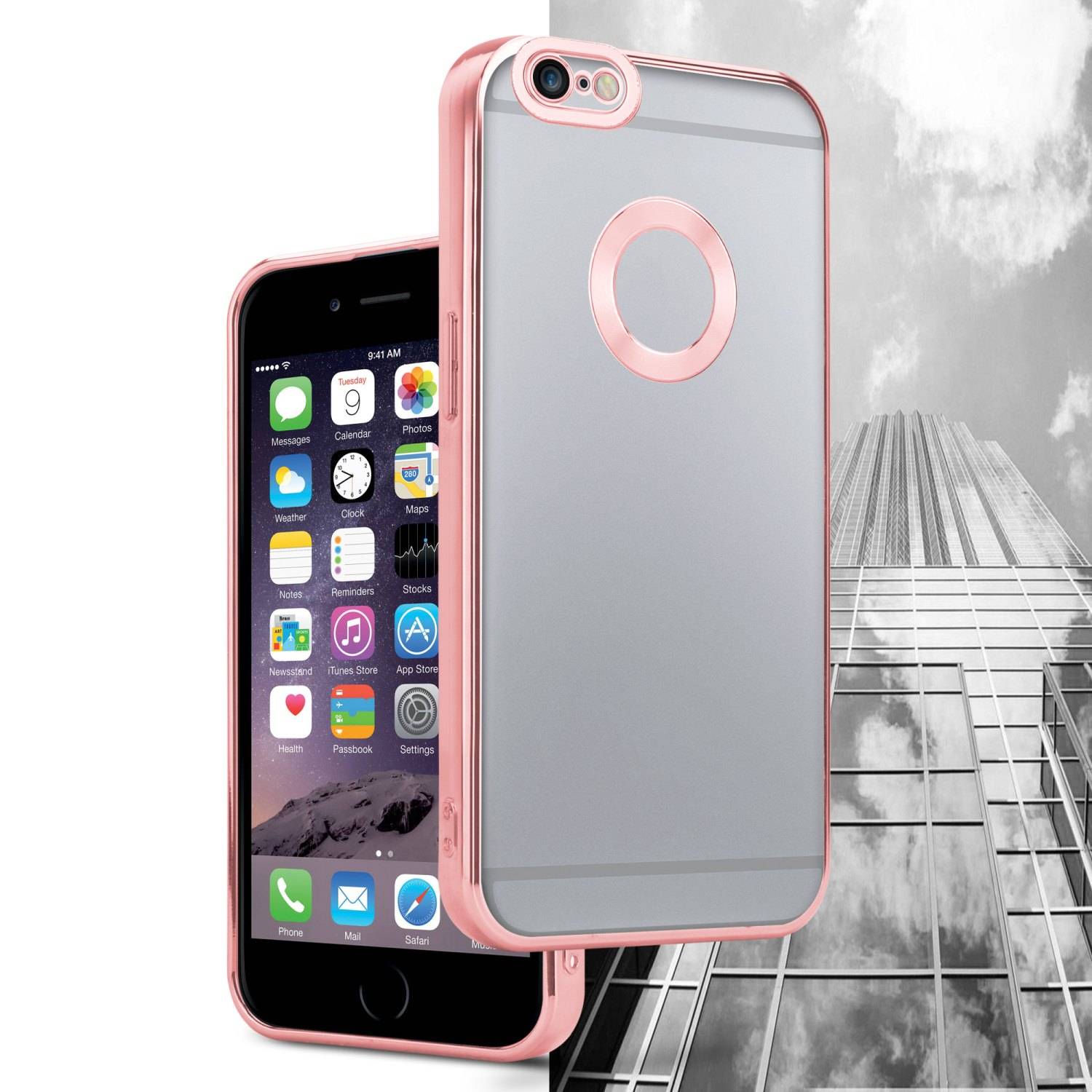 Cadorabo Schutzhülle für Apple iPhone 6 / 6S Hülle in Transparent Handy Case Cover TPU Etui Chrome