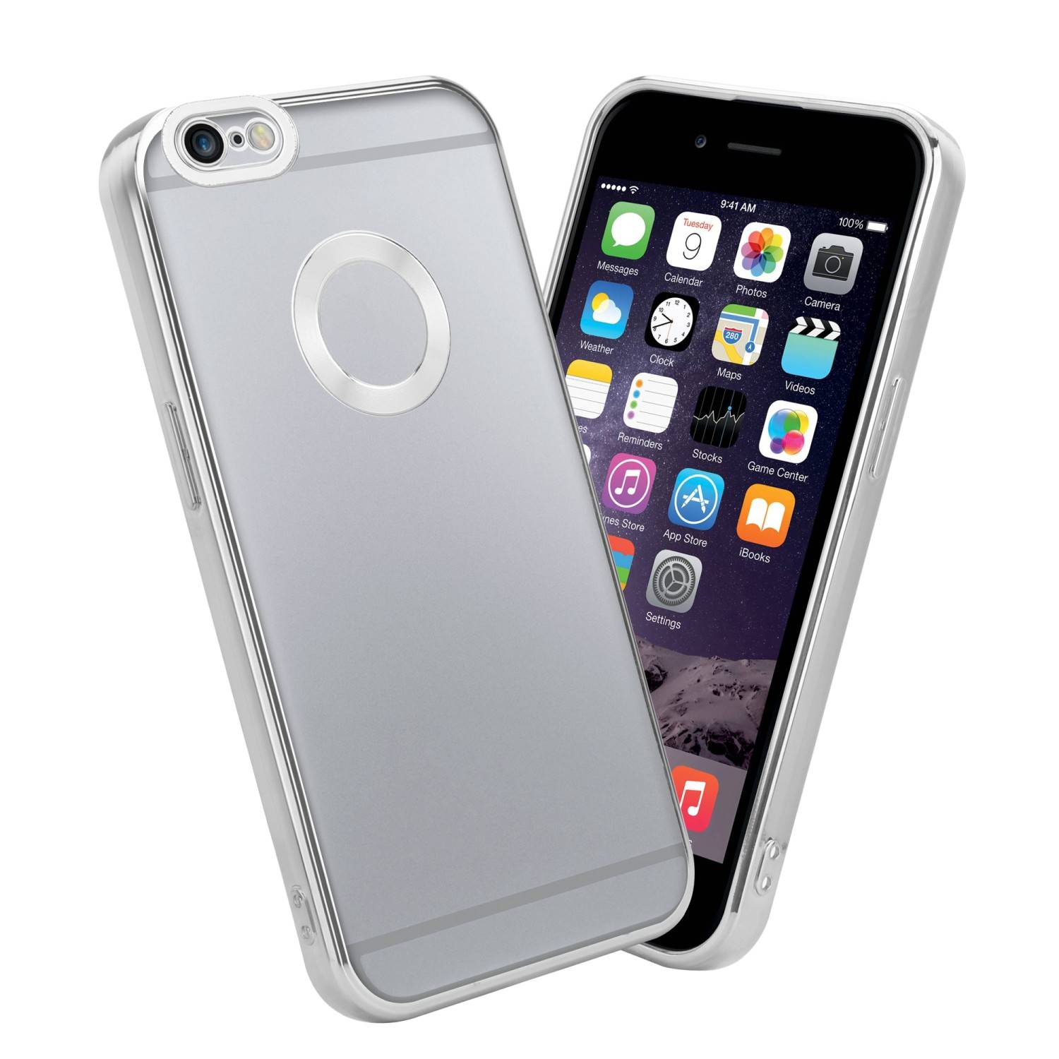 Cadorabo Schutzhülle für Apple iPhone 6 PLUS / 6S PLUS Hülle in Transparent Handy Case Cover TPU Etui Chrome