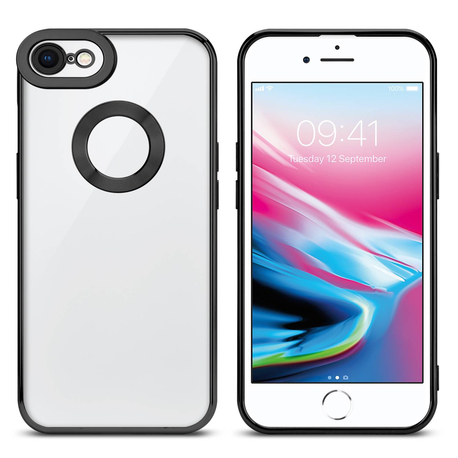 Cadorabo Schutzhülle für Apple iPhone 7 / 7S / 8 / SE 2020 Hülle in Transparent Handy Case Cover TPU Etui Chrome
