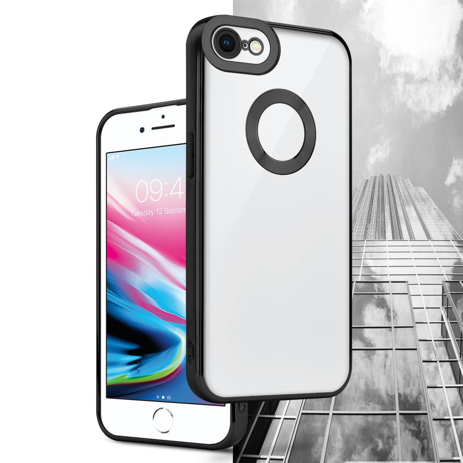 Cadorabo Schutzhülle für Apple iPhone 7 / 7S / 8 / SE 2020 Hülle in Transparent Handy Case Cover TPU Etui Chrome