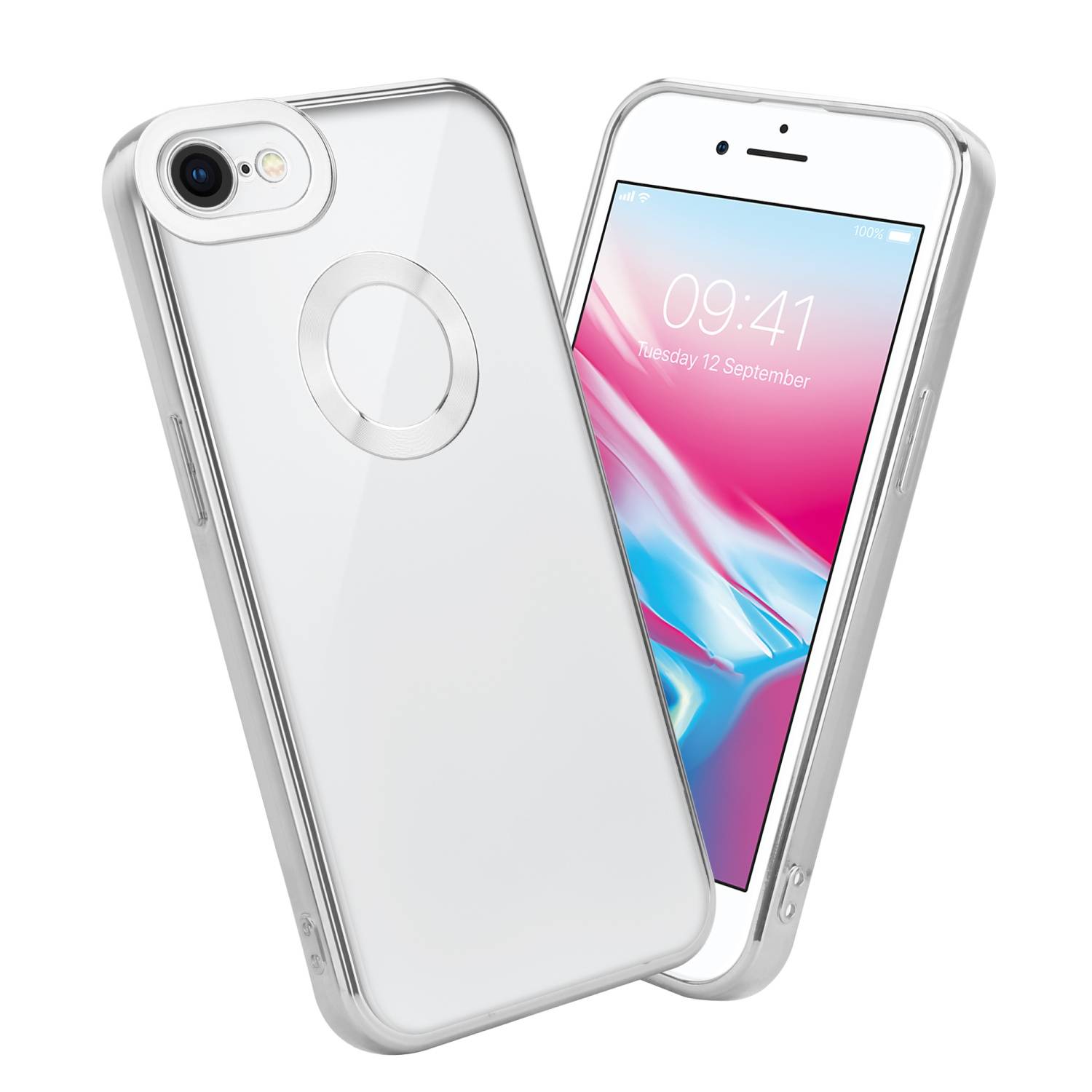 Cadorabo Schutzhülle für Apple iPhone 7 / 7S / 8 / SE 2020 Hülle in Transparent Handy Case Cover TPU Etui Chrome