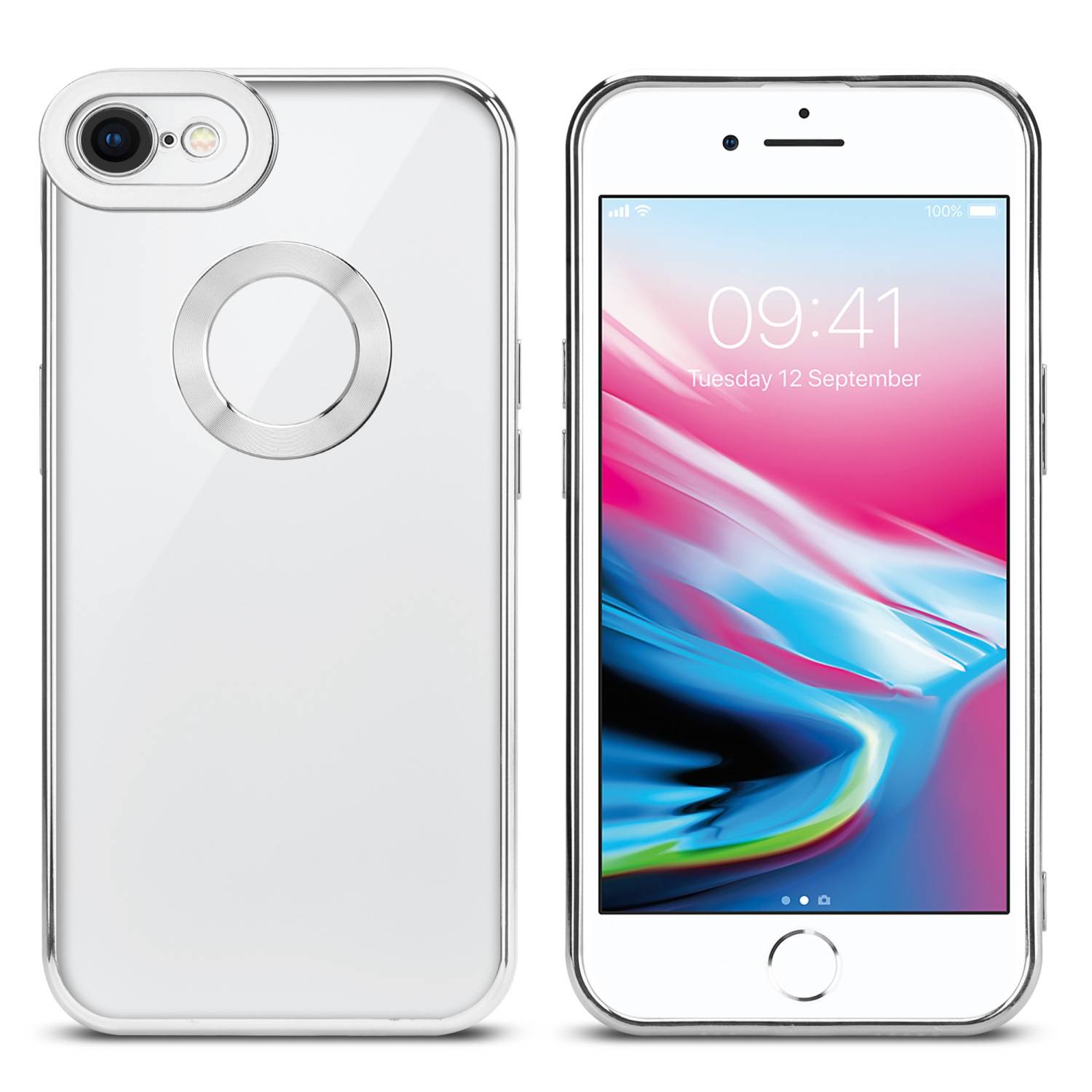 Cadorabo Schutzhülle für Apple iPhone 7 / 7S / 8 / SE 2020 Hülle in Transparent Handy Case Cover TPU Etui Chrome
