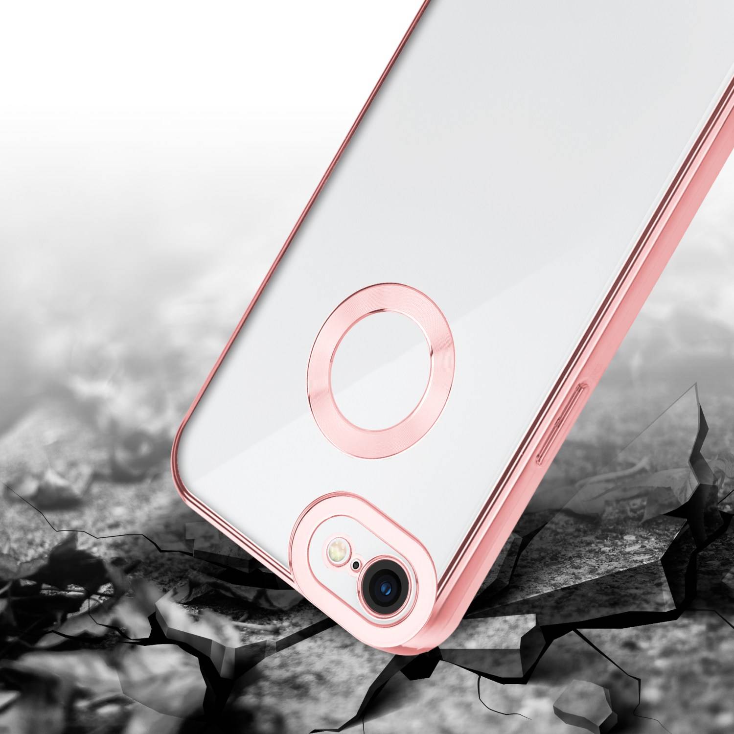 Cadorabo Schutzhülle für Apple iPhone 7 / 7S / 8 / SE 2020 Hülle in Transparent Handy Case Cover TPU Etui Chrome