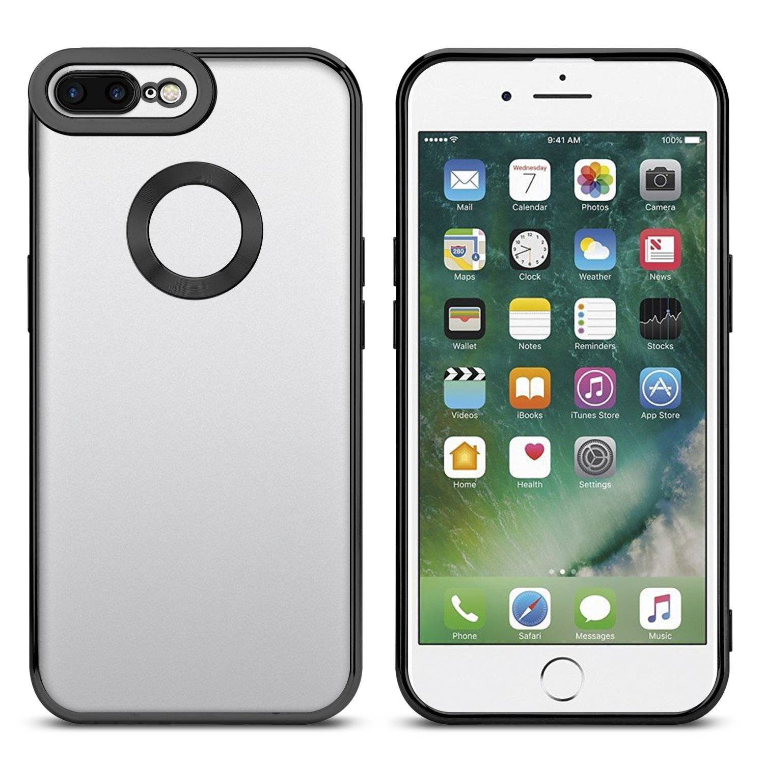 Cadorabo Schutzhülle für Apple iPhone 7 PLUS / 7S PLUS / 8 PLUS Hülle in Transparent Handy Case Cover TPU Etui Chrome