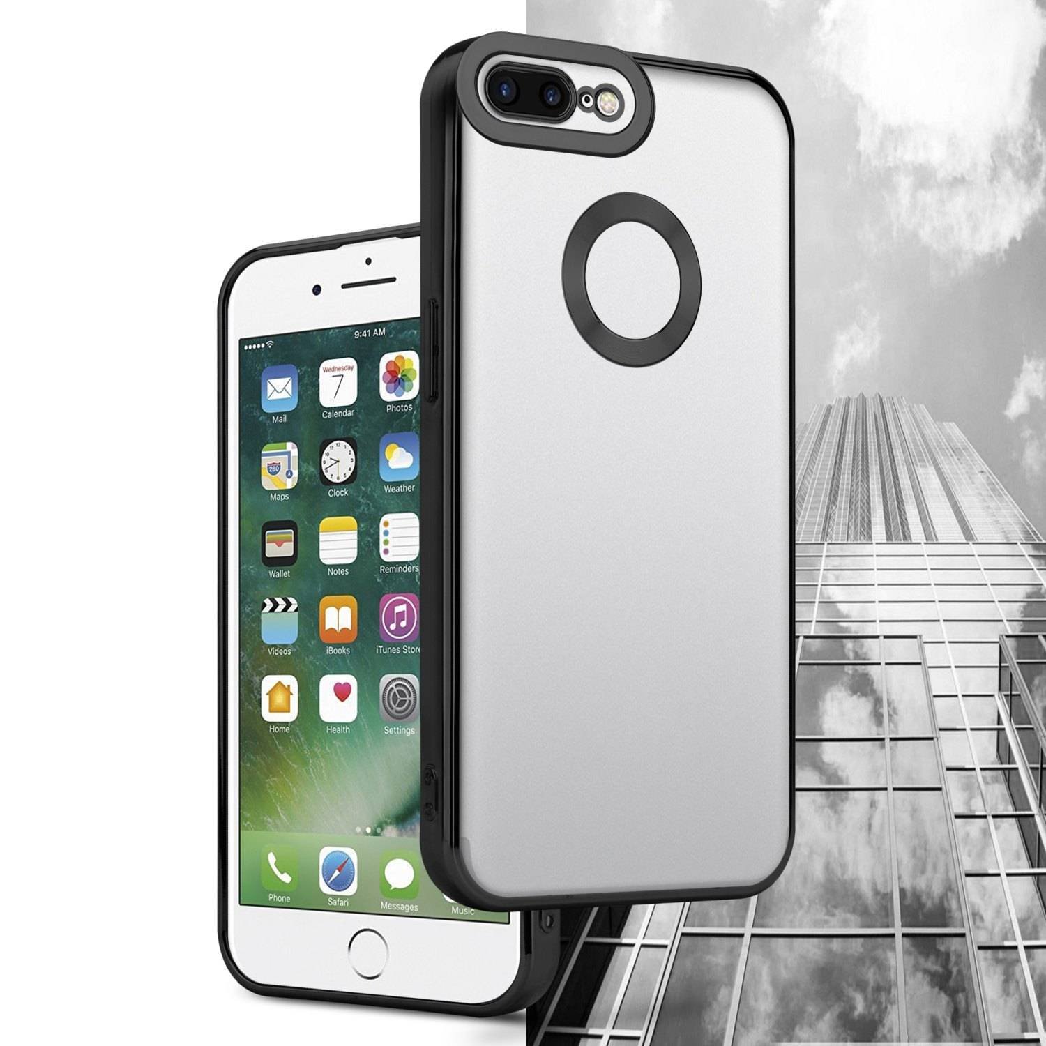 Cadorabo Schutzhülle für Apple iPhone 7 PLUS / 7S PLUS / 8 PLUS Hülle in Transparent Handy Case Cover TPU Etui Chrome