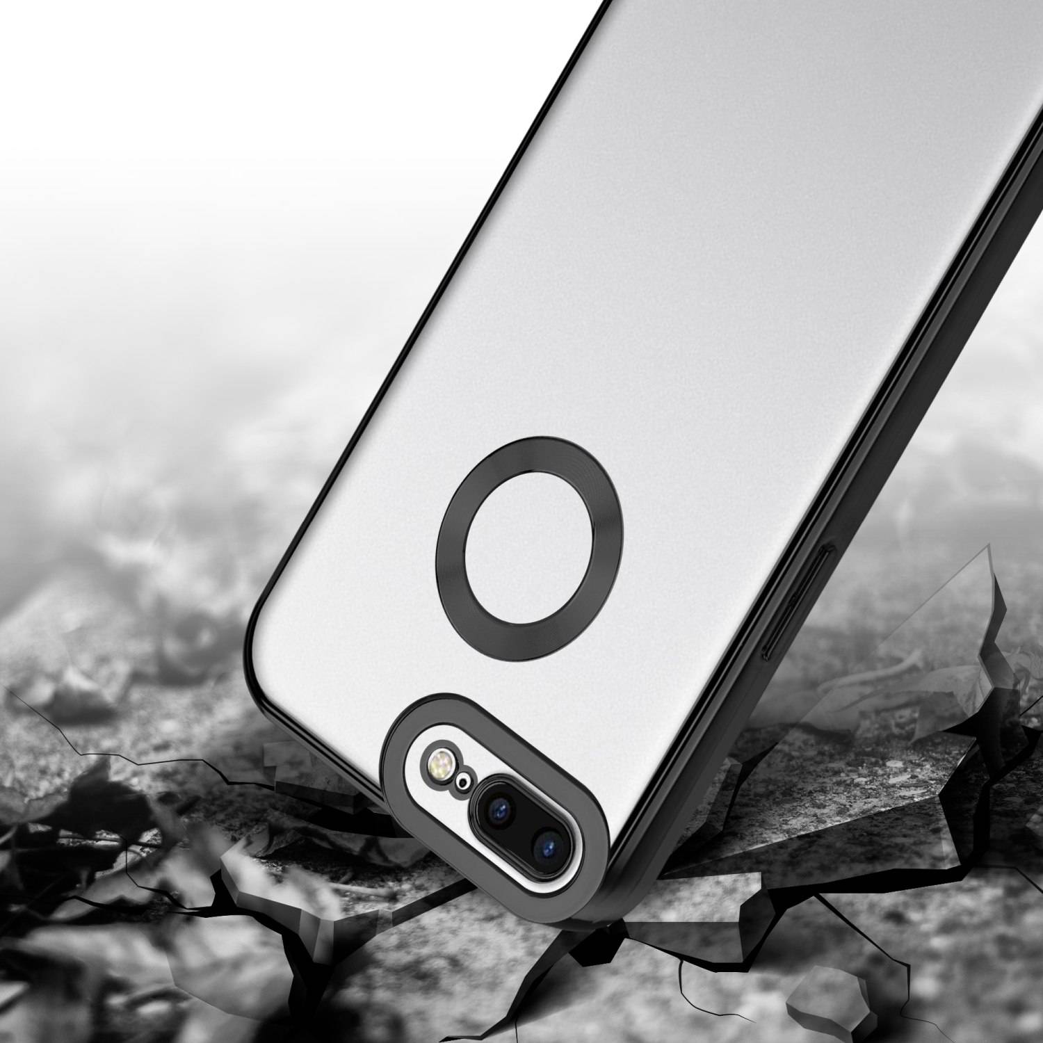 Cadorabo Schutzhülle für Apple iPhone 7 PLUS / 7S PLUS / 8 PLUS Hülle in Transparent Handy Case Cover TPU Etui Chrome